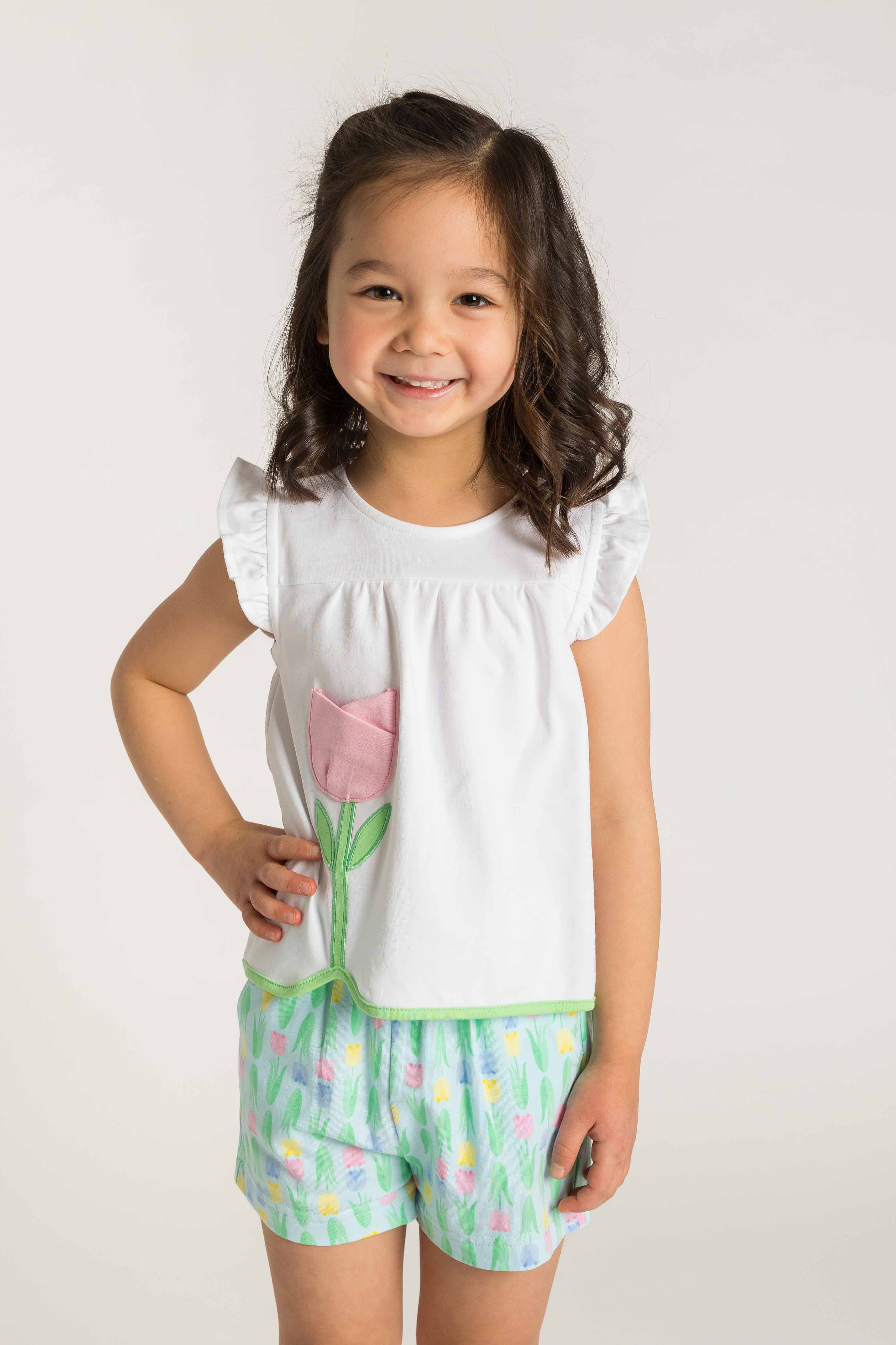 Printed Knit Tulip Short Set