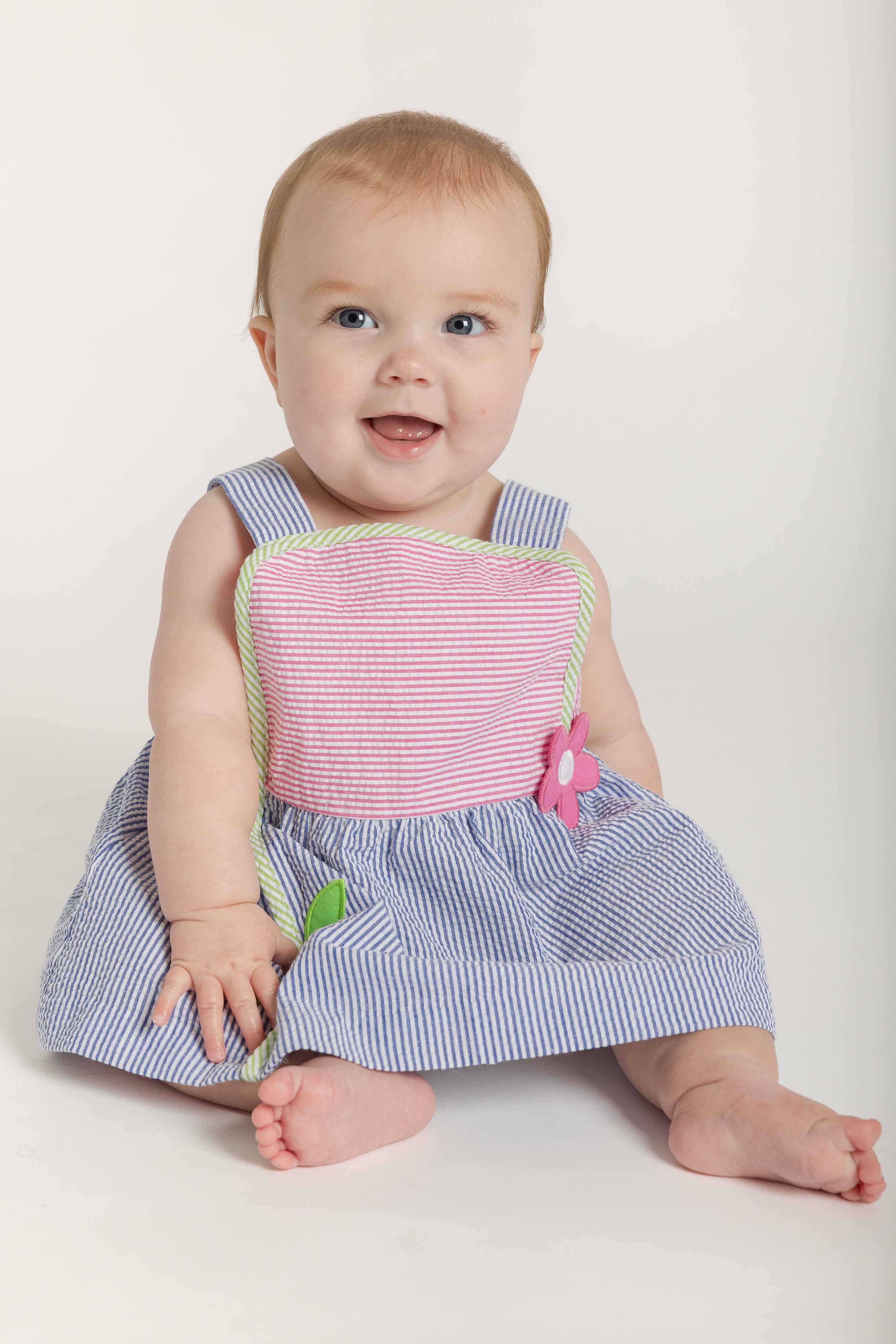 Seersucker Romper With Flower