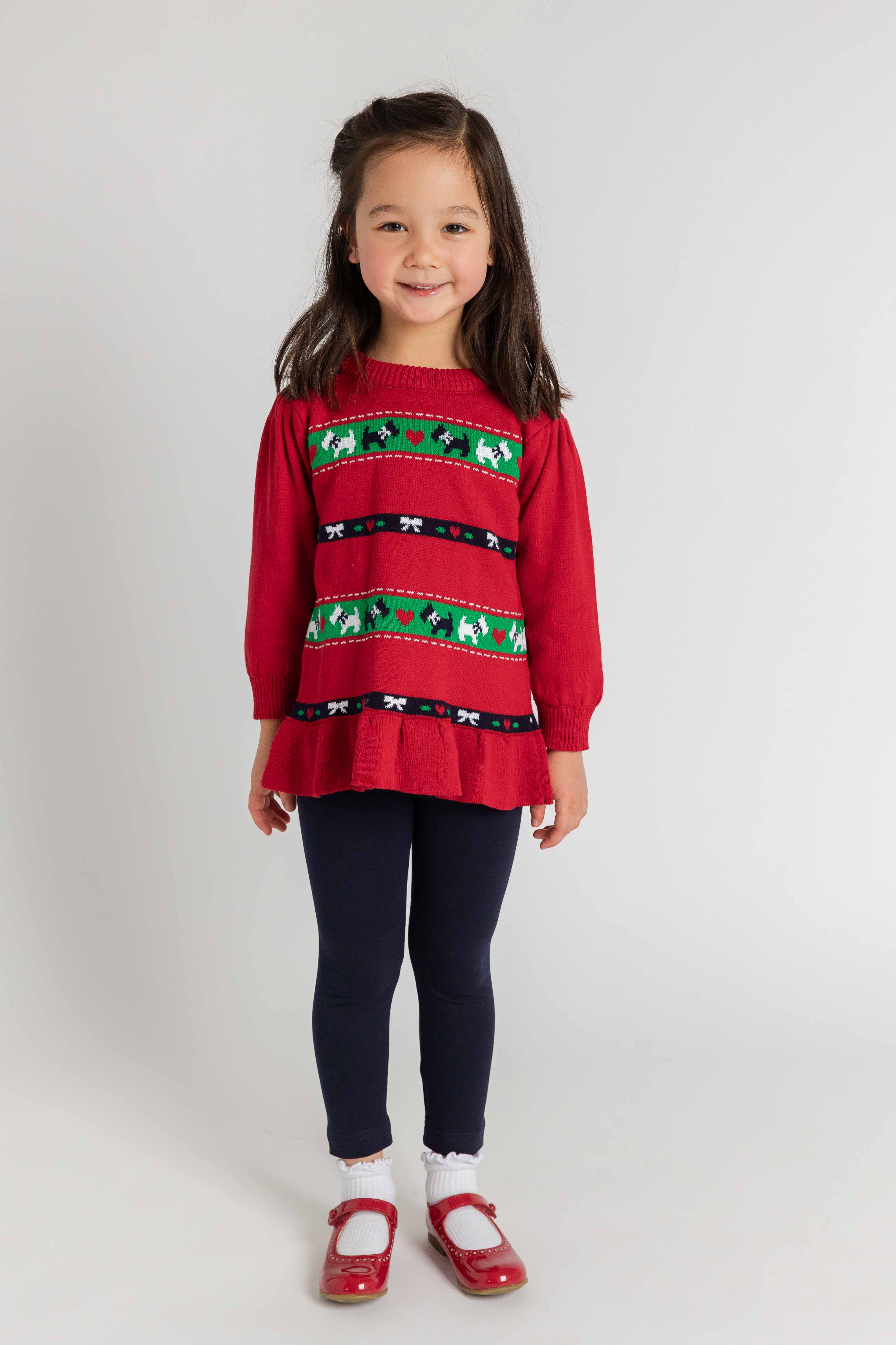 Sweater Tunic Set with Scotty Dogs, Bows, & Hearts