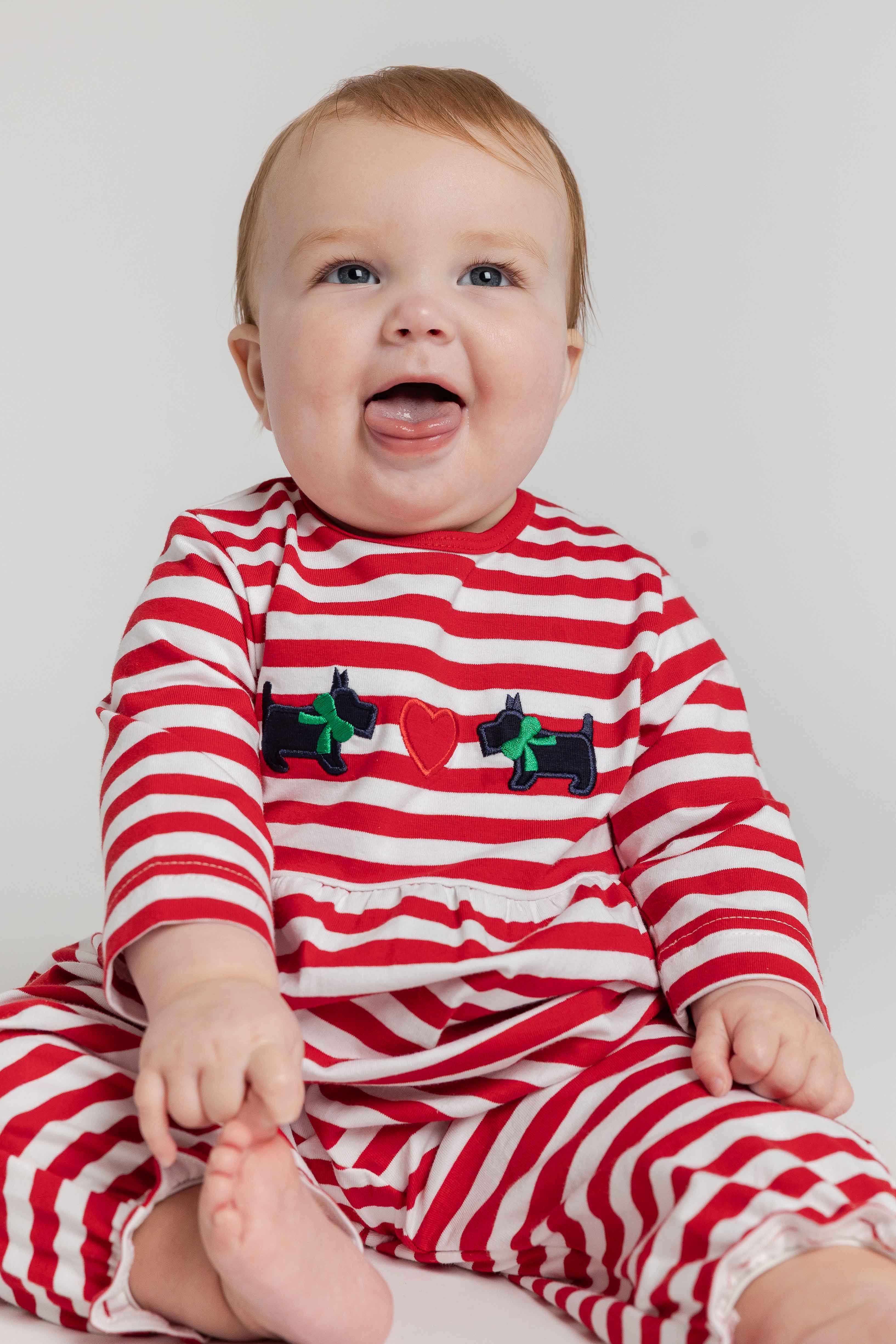 Stripe Knit Longall with Scotties & Heart