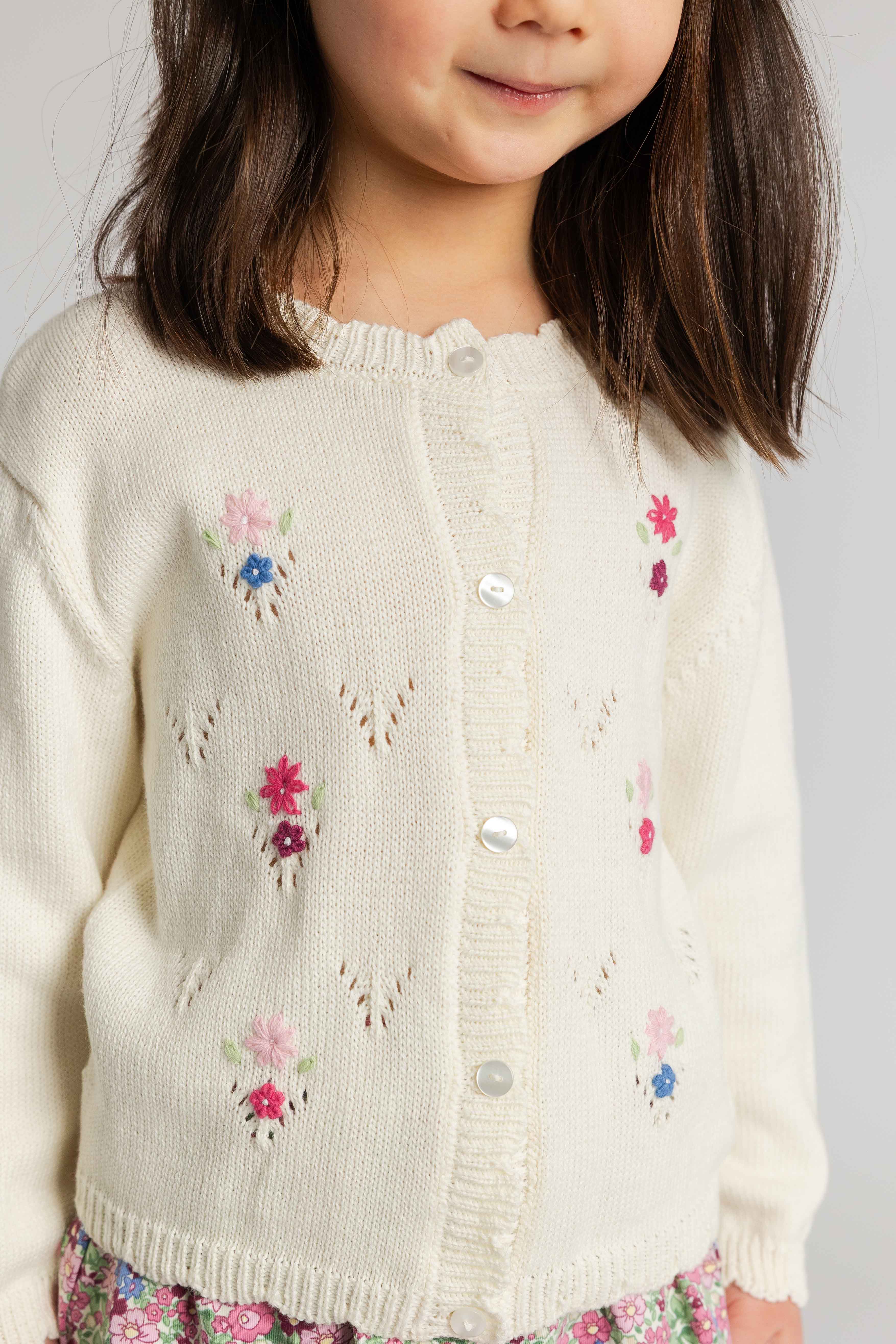 Sweater with Hand Embroidered Flowers