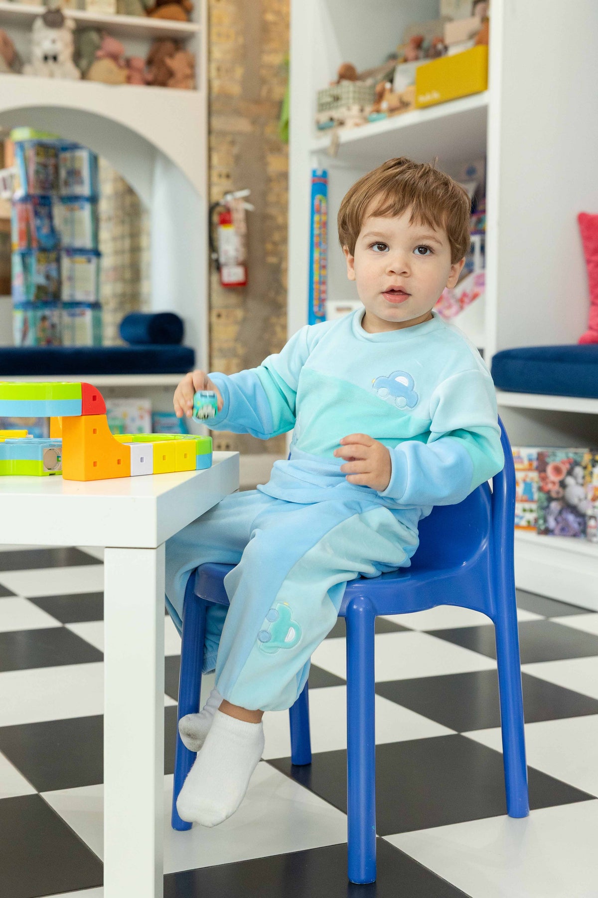 Velour Knit Set with Cars