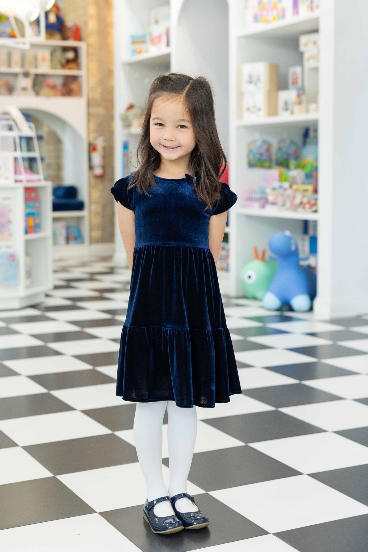 Stretch Velvet Dress with Tulip Sleeves