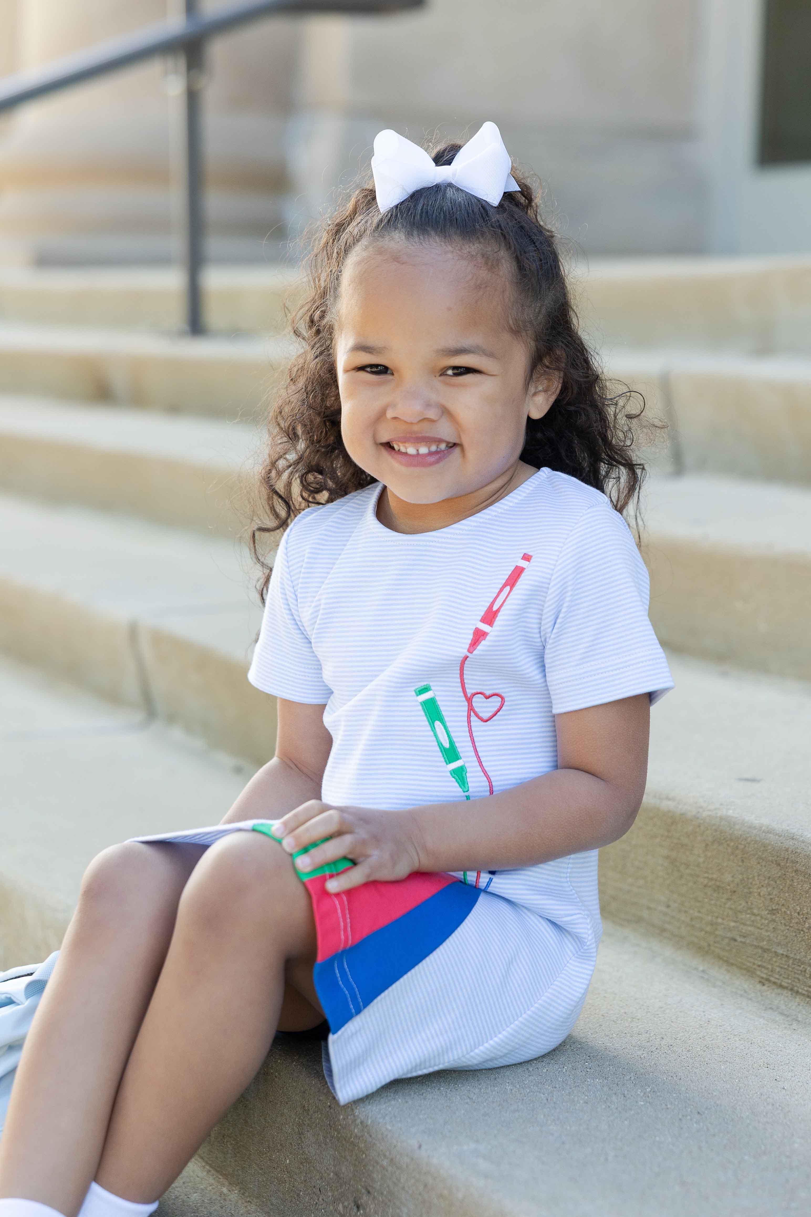 Stripe Knit Dress with Crayons