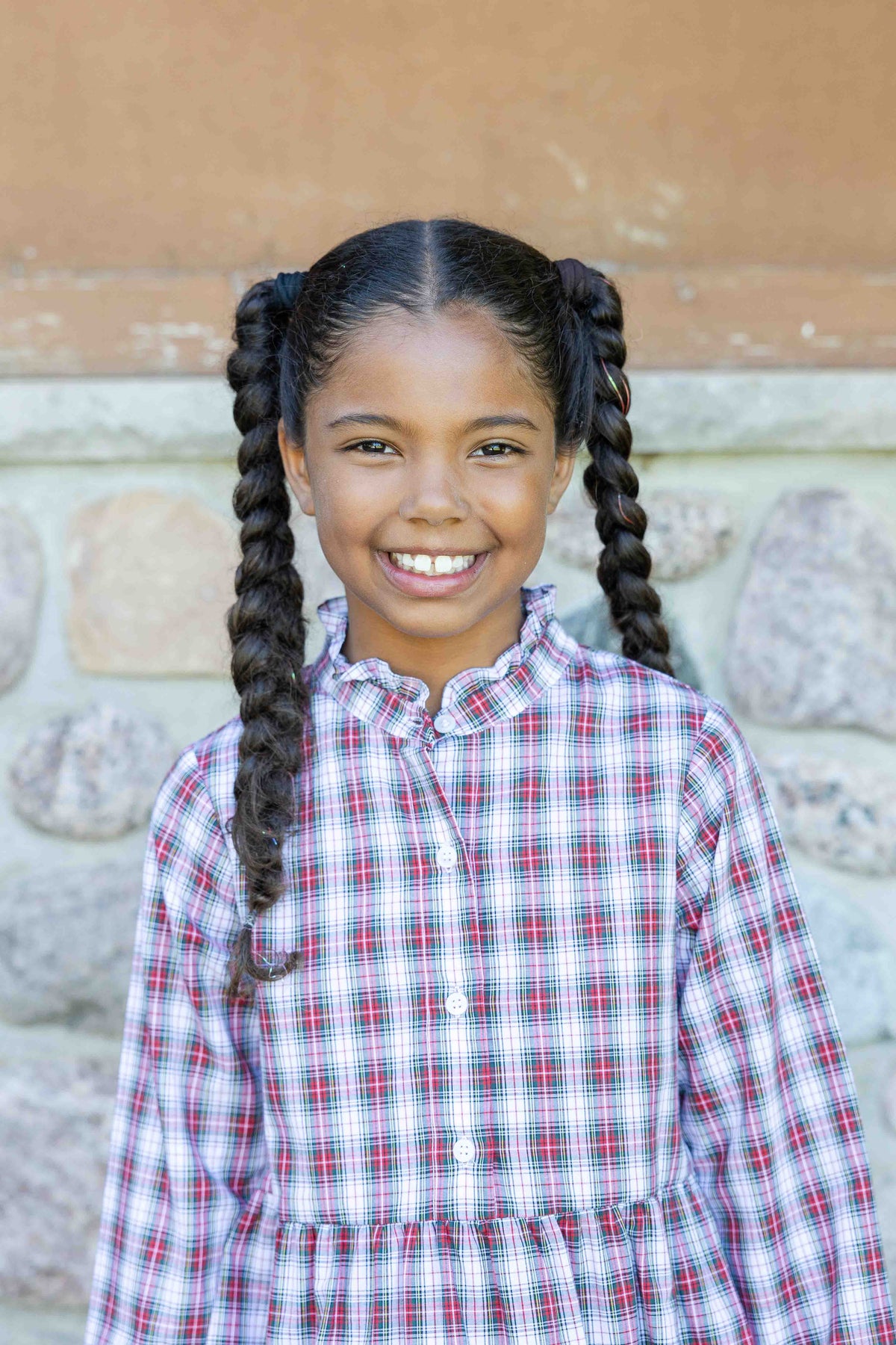 Plaid Shirt Dress with Ruffles