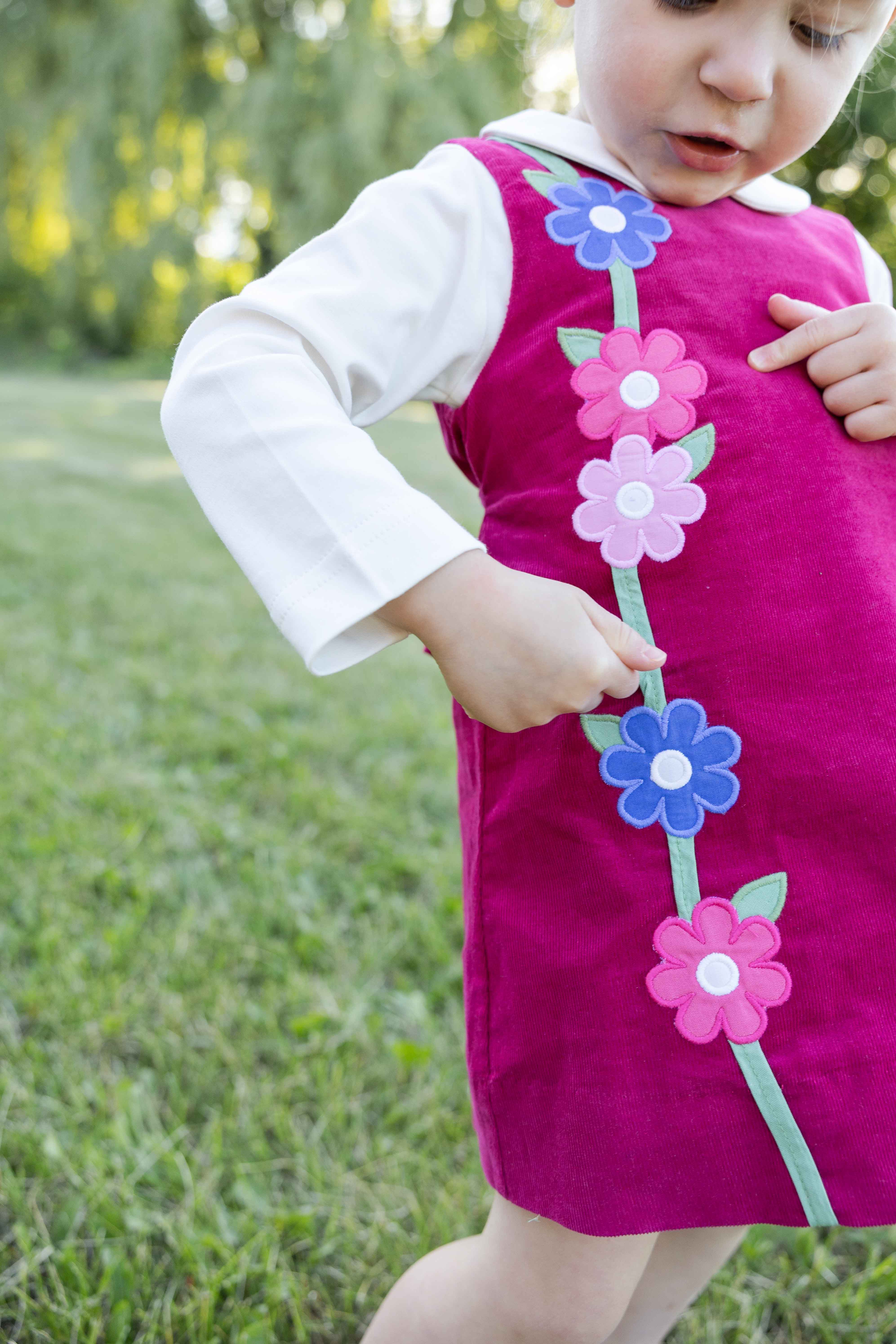 Corduroy Jumper with Flower