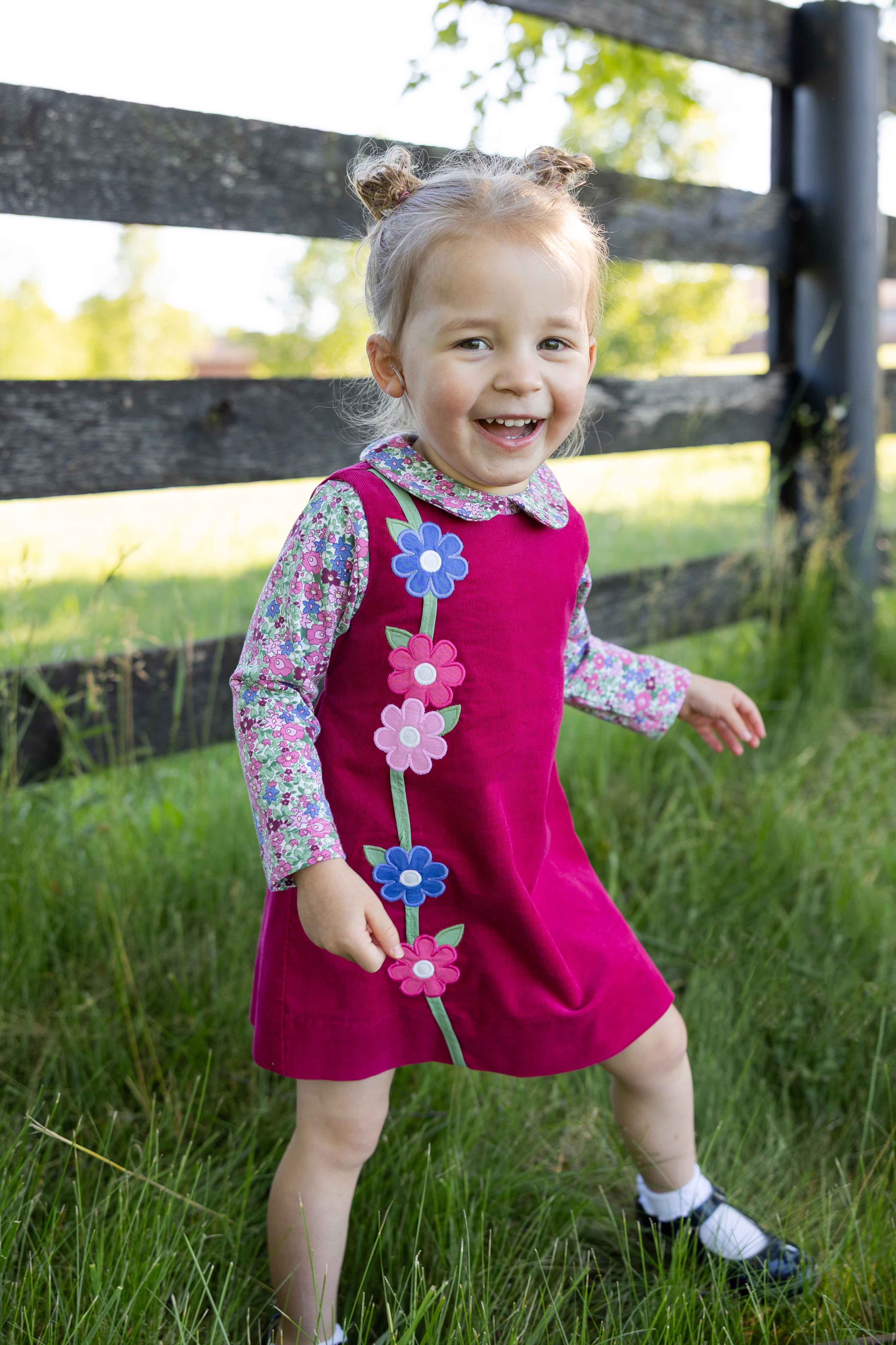 Corduroy Jumper with Flower