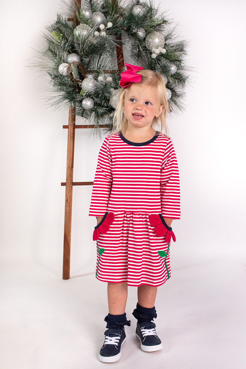 Stripe Knit Dress With Flower Petal Pockets Florence Eiseman