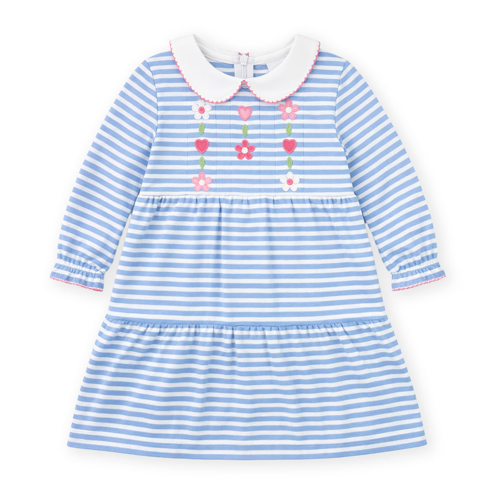 Stripe Knit Dress With Hearts & Flowers