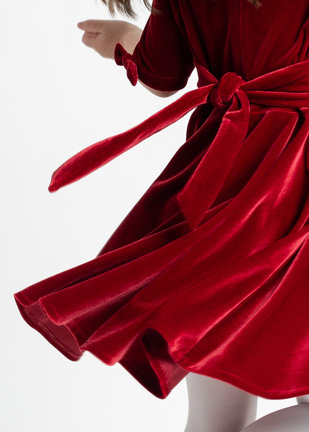 Stretch Velvet Dress With Sleeve Bows