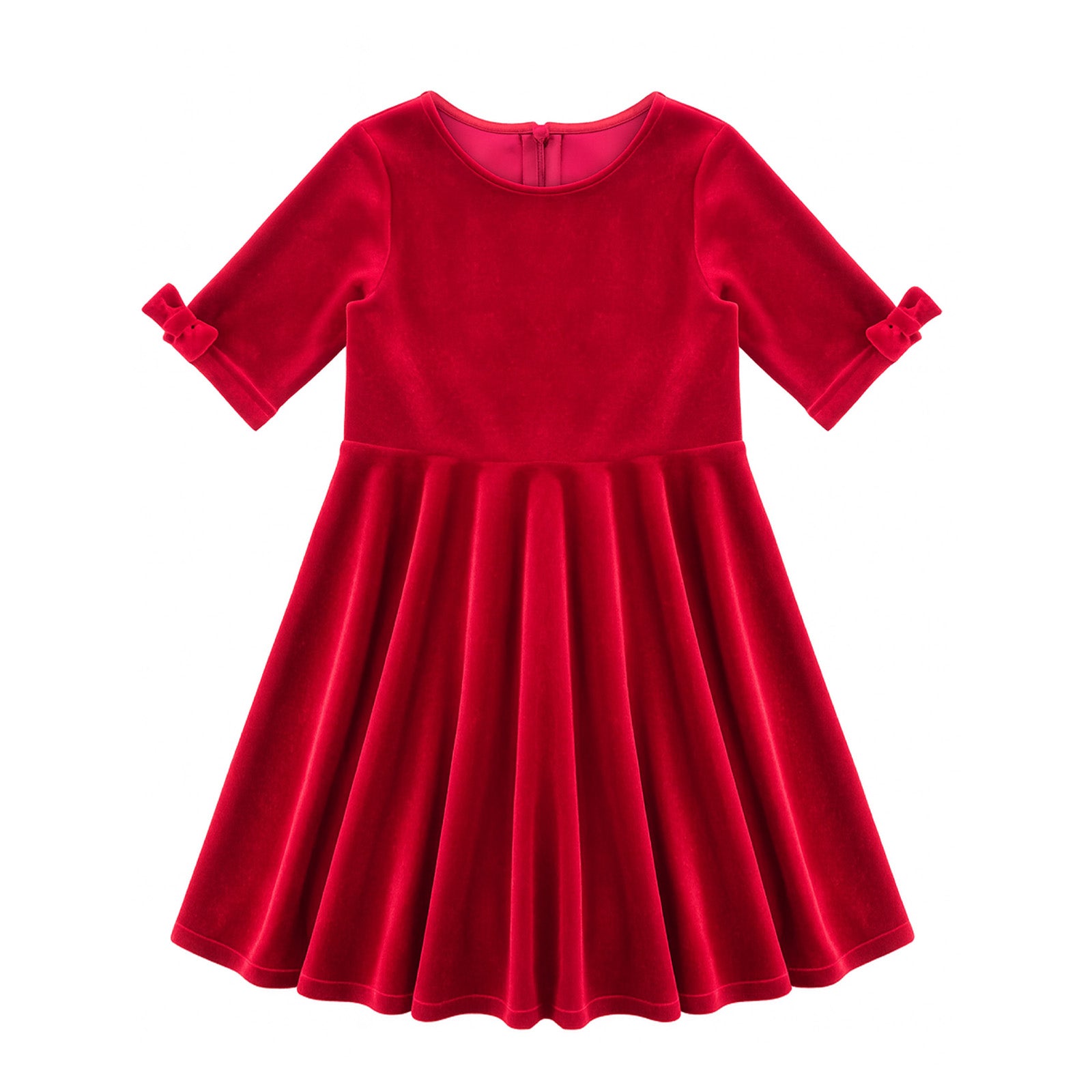 Stretch Velvet Dress With Sleeve Bows