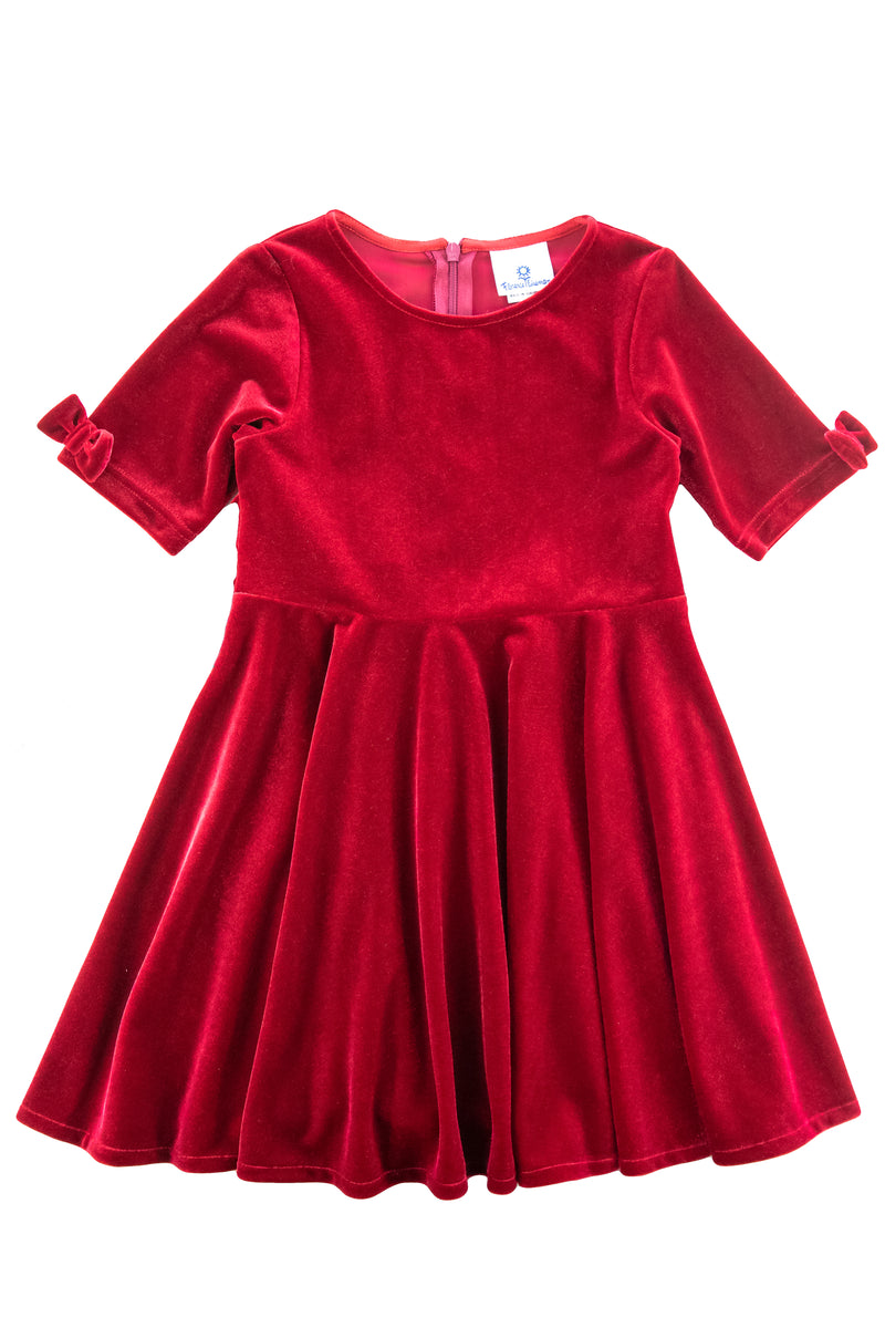 【DEARMINE】ES Velvet Short Sleeve Stretch Velvet Dress With Sleeve Bows – Florence Eiseman