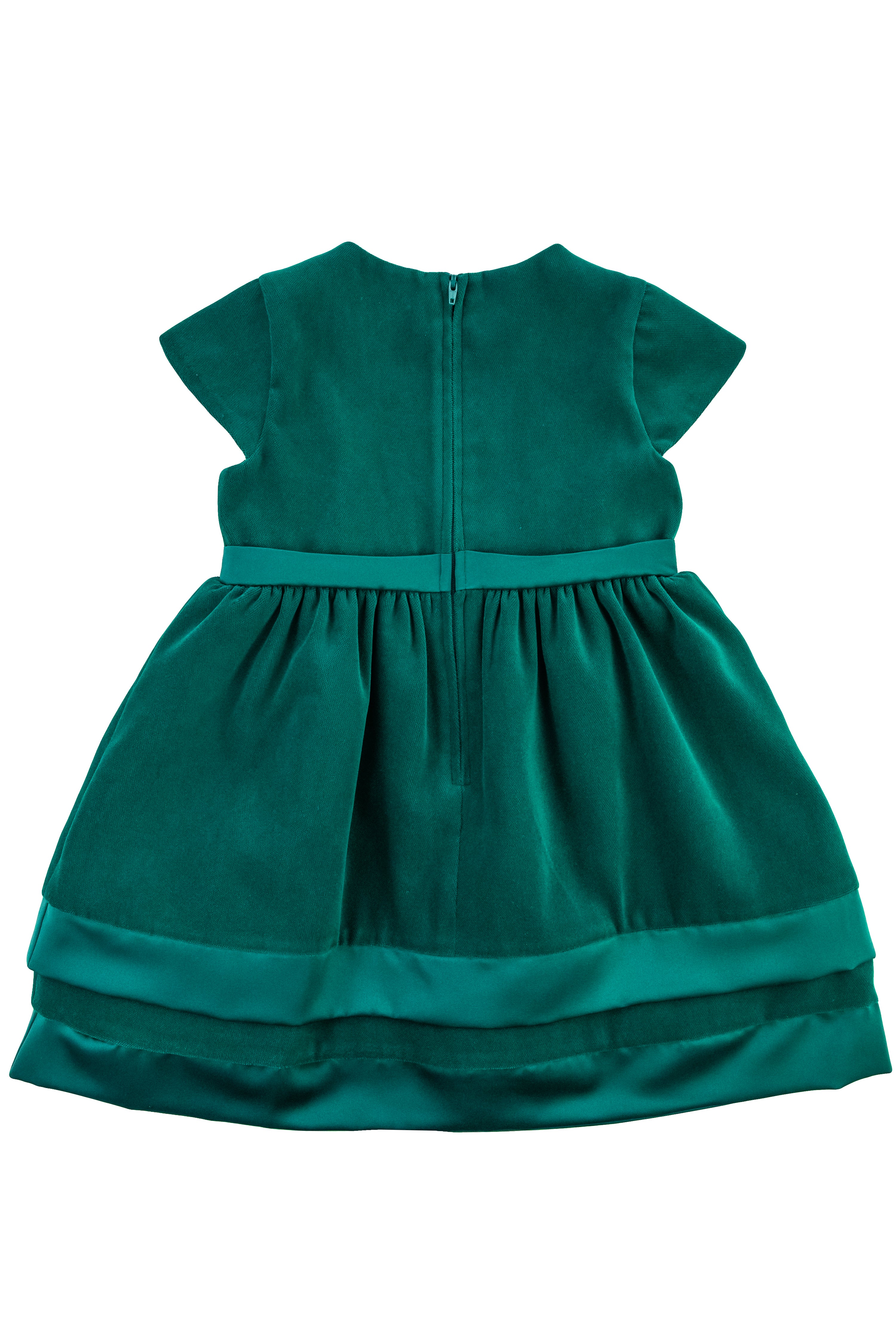 Velvet Dress With Satin Hem Bands