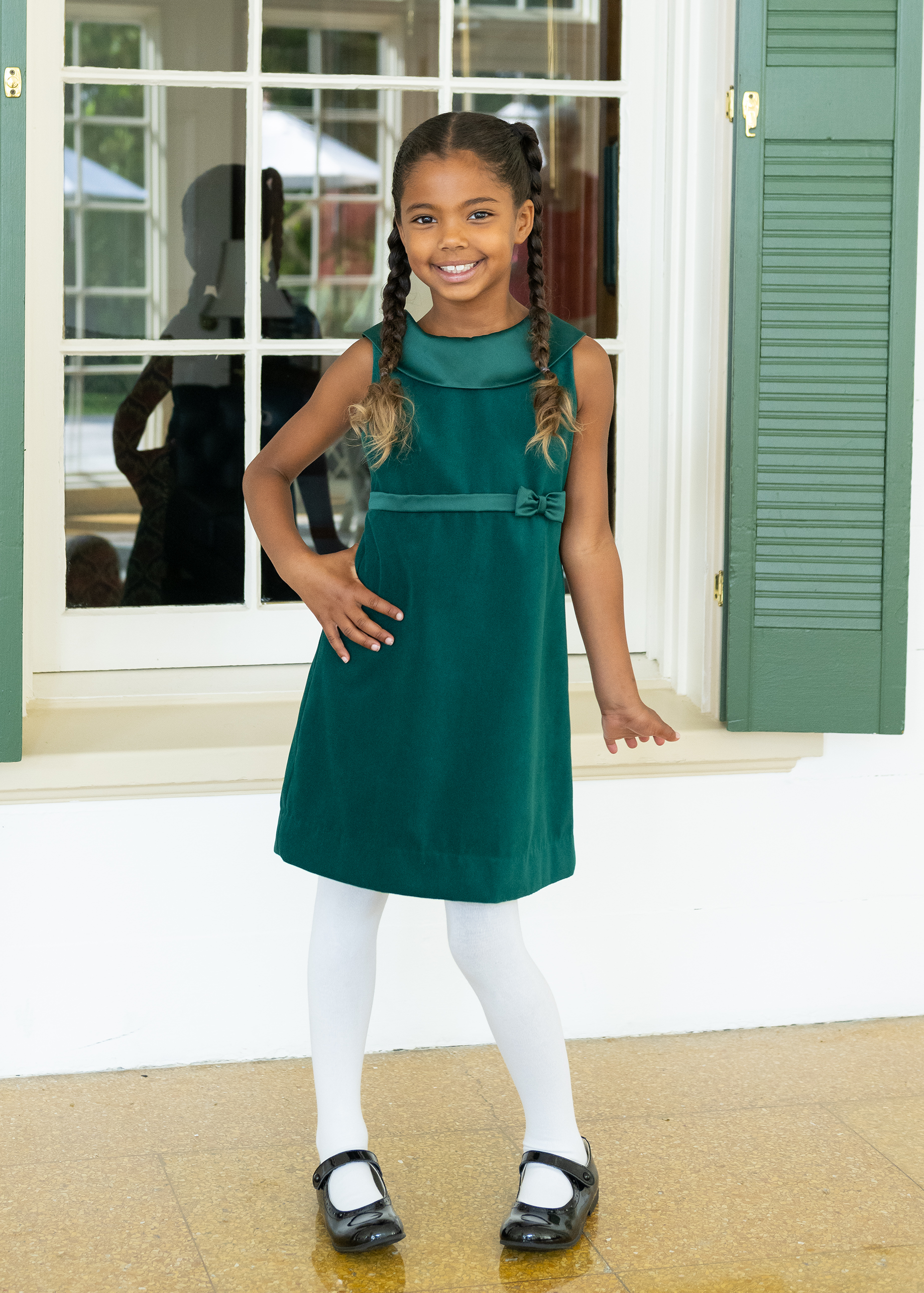 Velvet Dress With Satin Trim