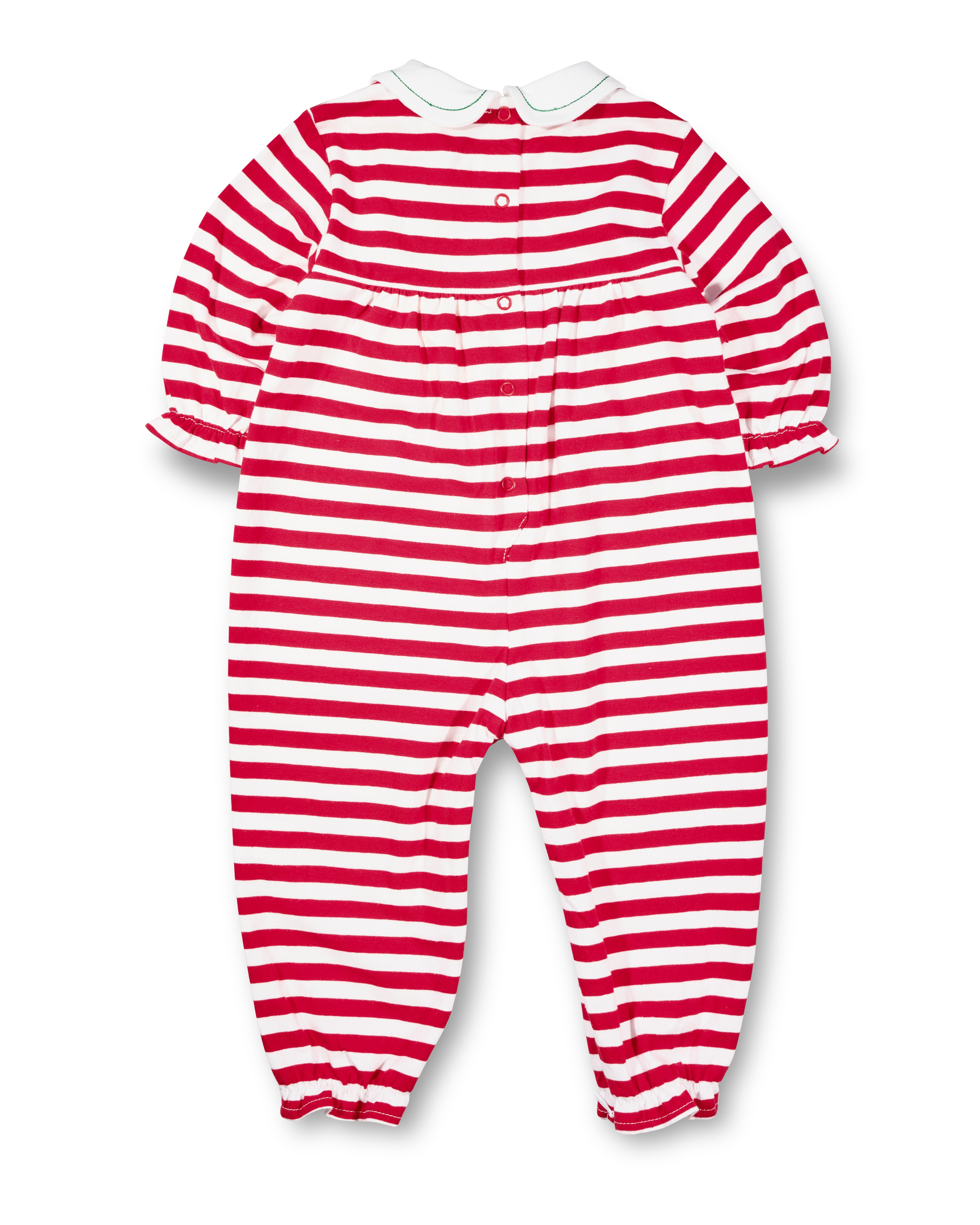 Stripe Knit Longall With Embroidered Holly