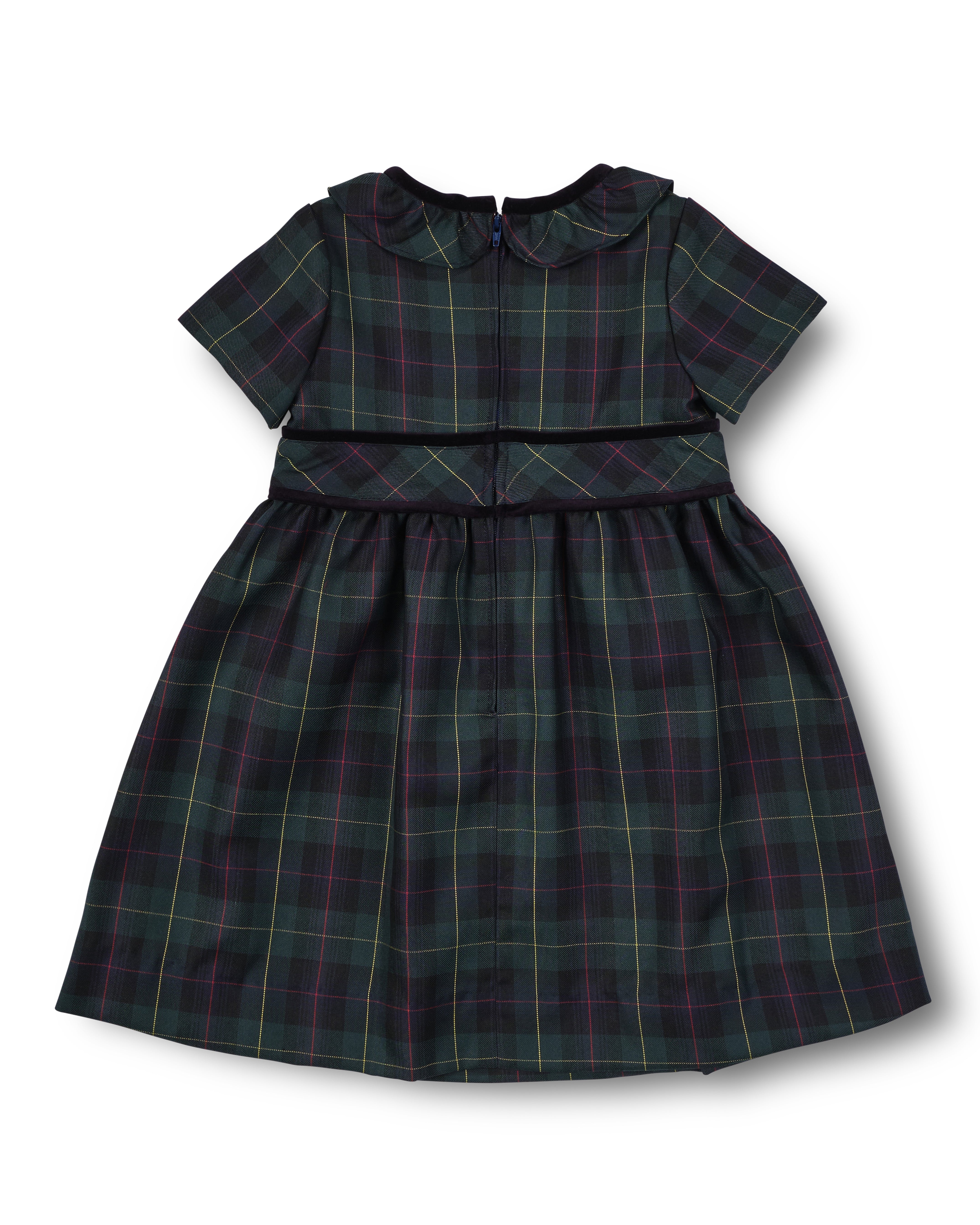 Plaid Dress With Neck Ruffle
