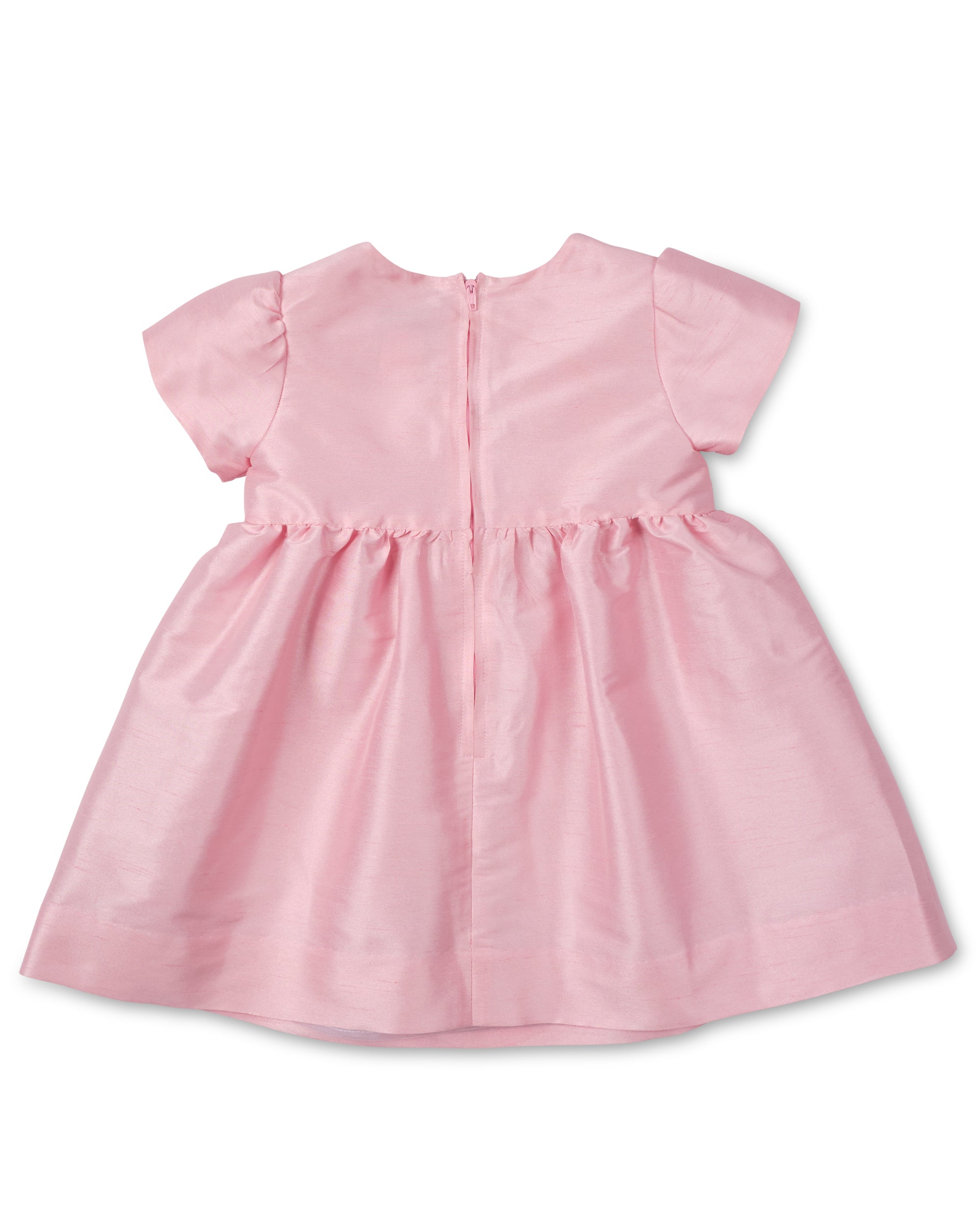 Pink dress with short sleeves on a white background
