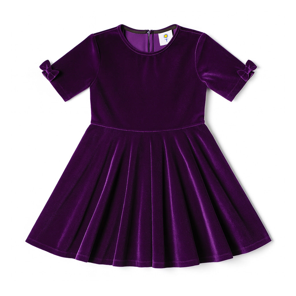 Stretch Velvet Dress With Sleeve Bows