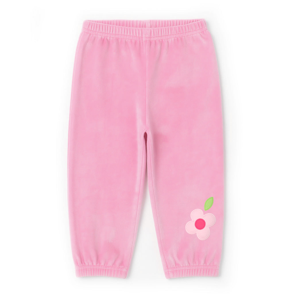 Velour Jogger Pants With Flower