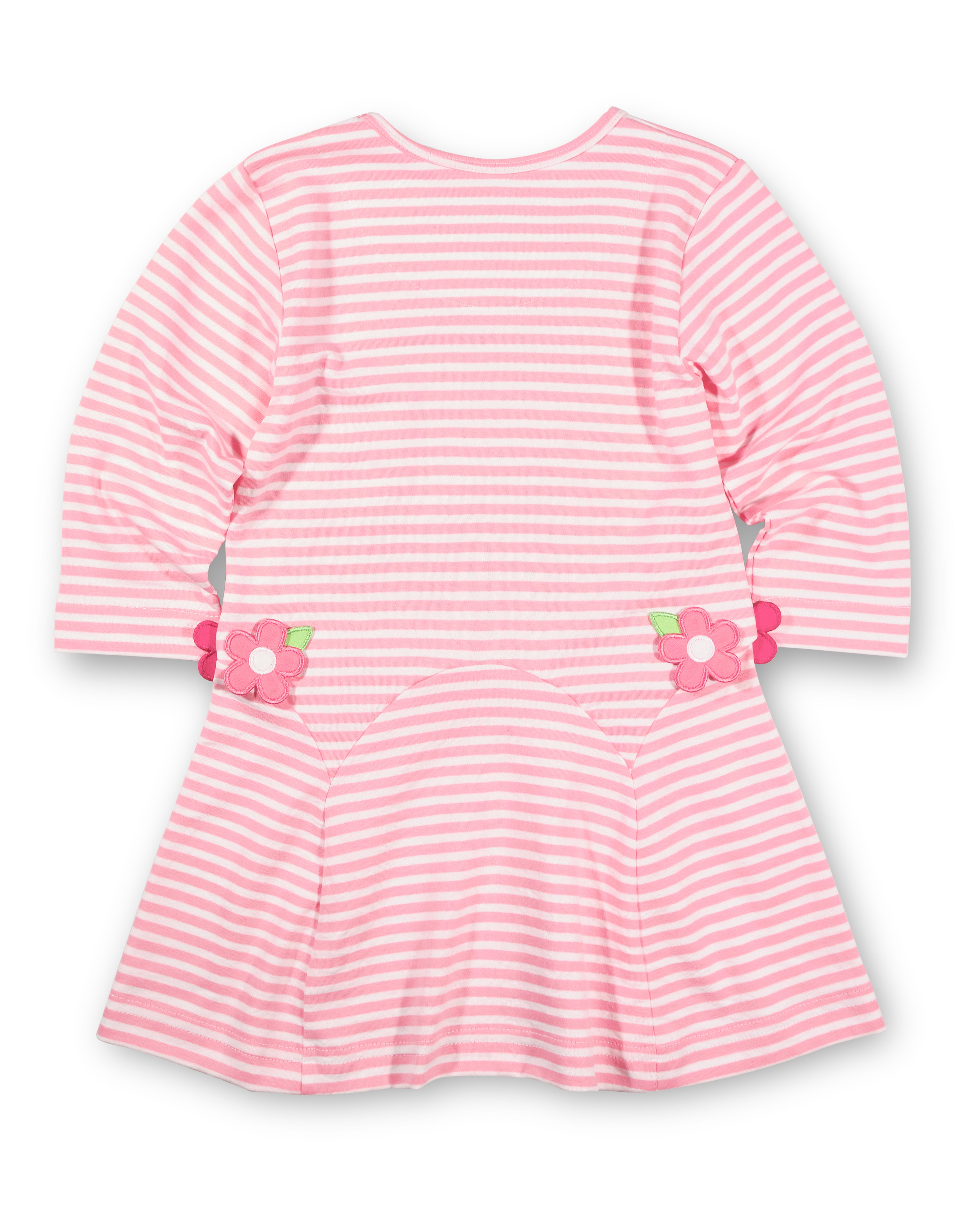 Stripe Knit Dress With Flowers