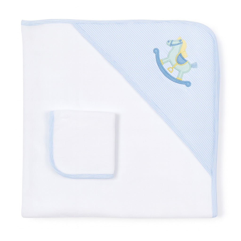Stripe Knit Towel Set With Rocking Horse