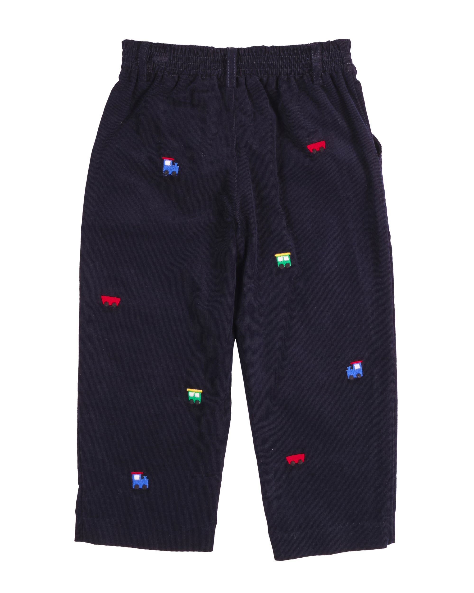 Corduroy Fake Fly Pants with Allover Embroidery