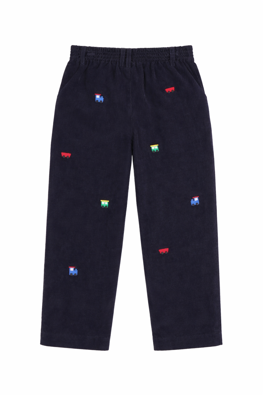 Corduroy Fake Fly Pants with Allover Embroidery