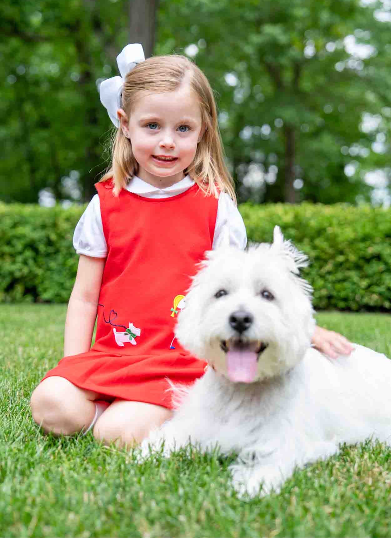 Pique Knit Jumper With Girl Walking Dog