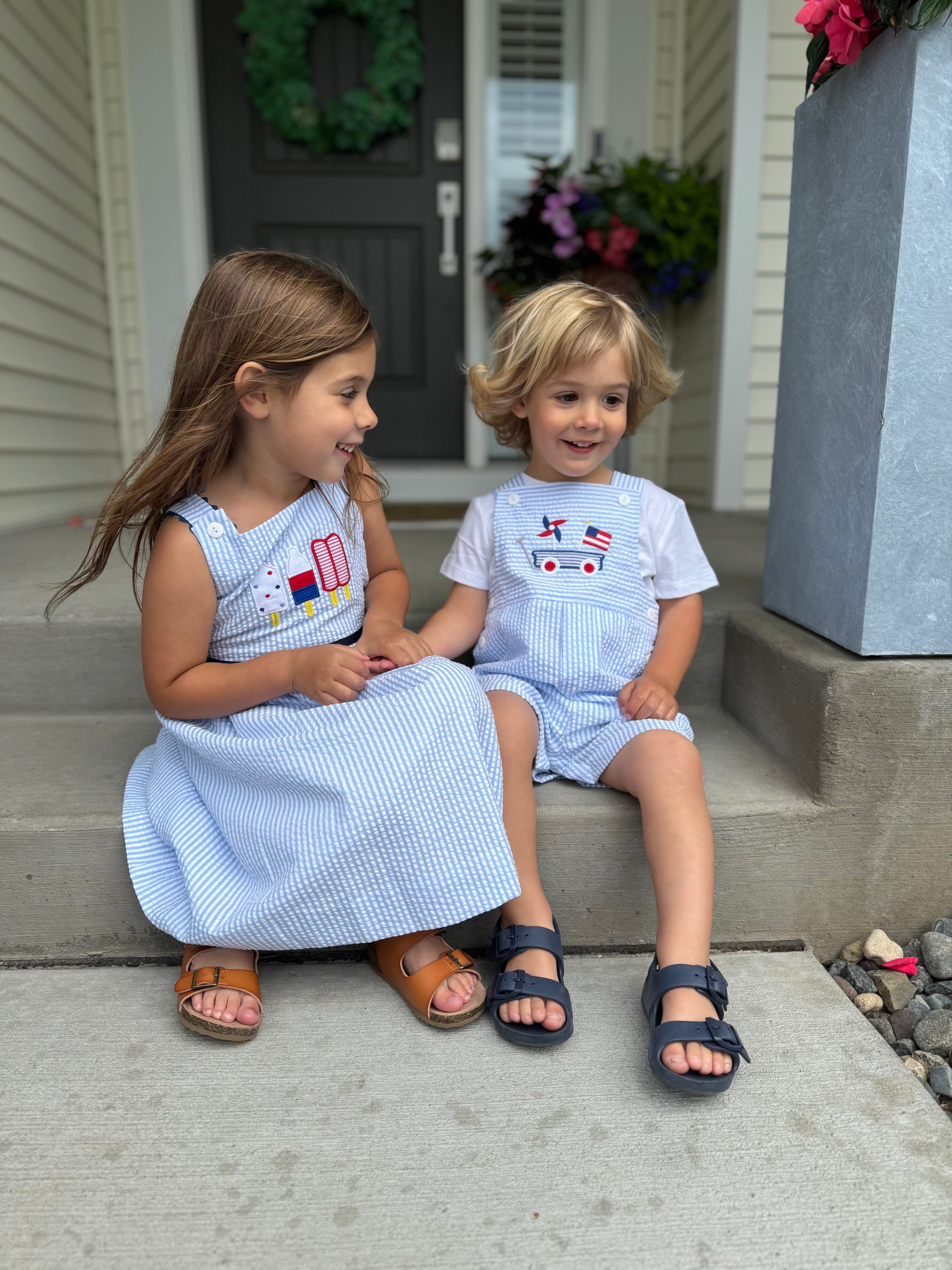 Seersucker Shortall With Wagon