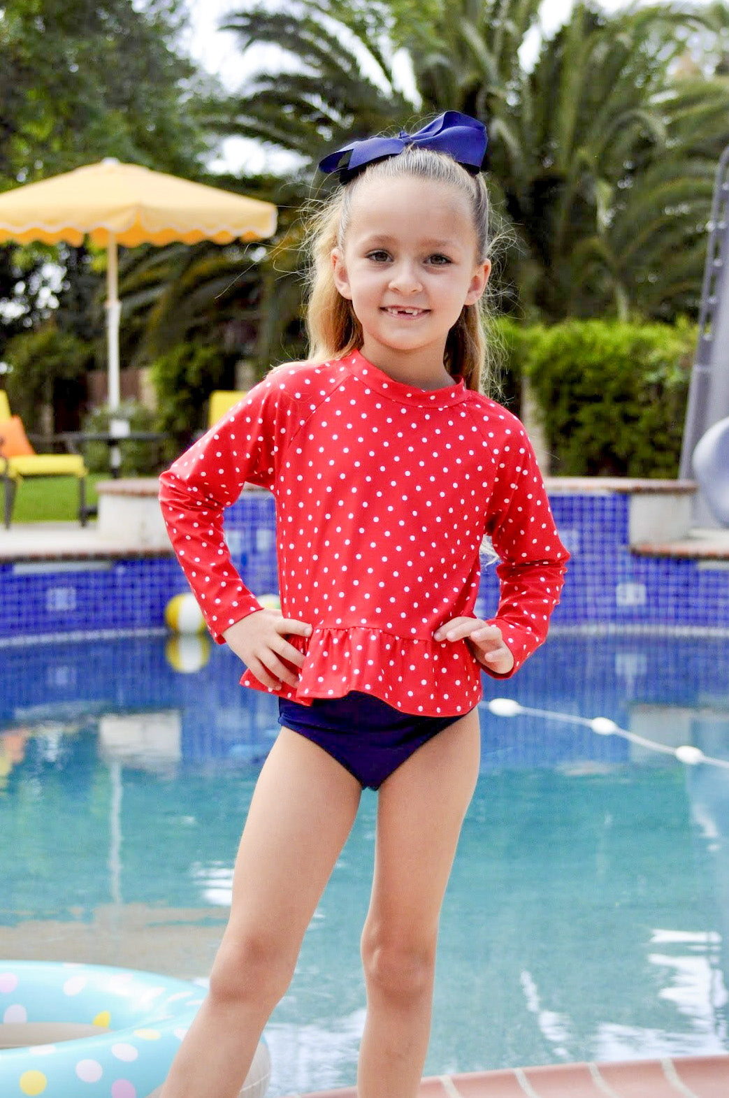 Polka Dot Rashguard Swimsuit