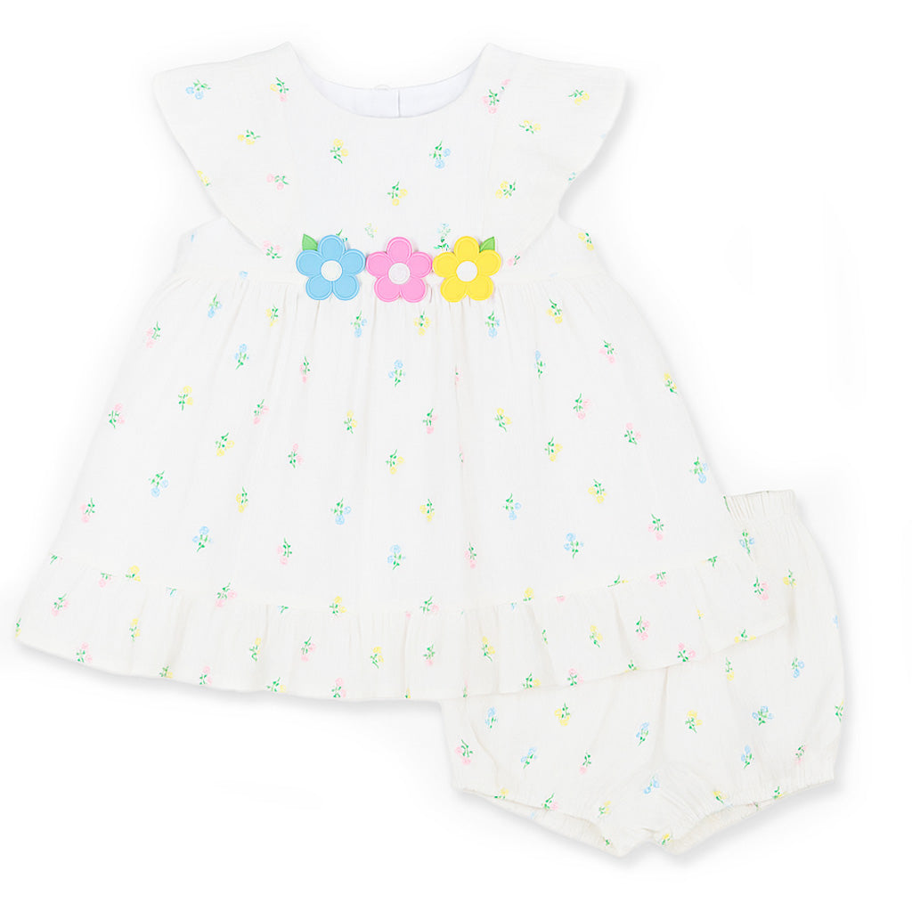 Textured Lawn Floral Printed Dress With Flowers and Bloomer