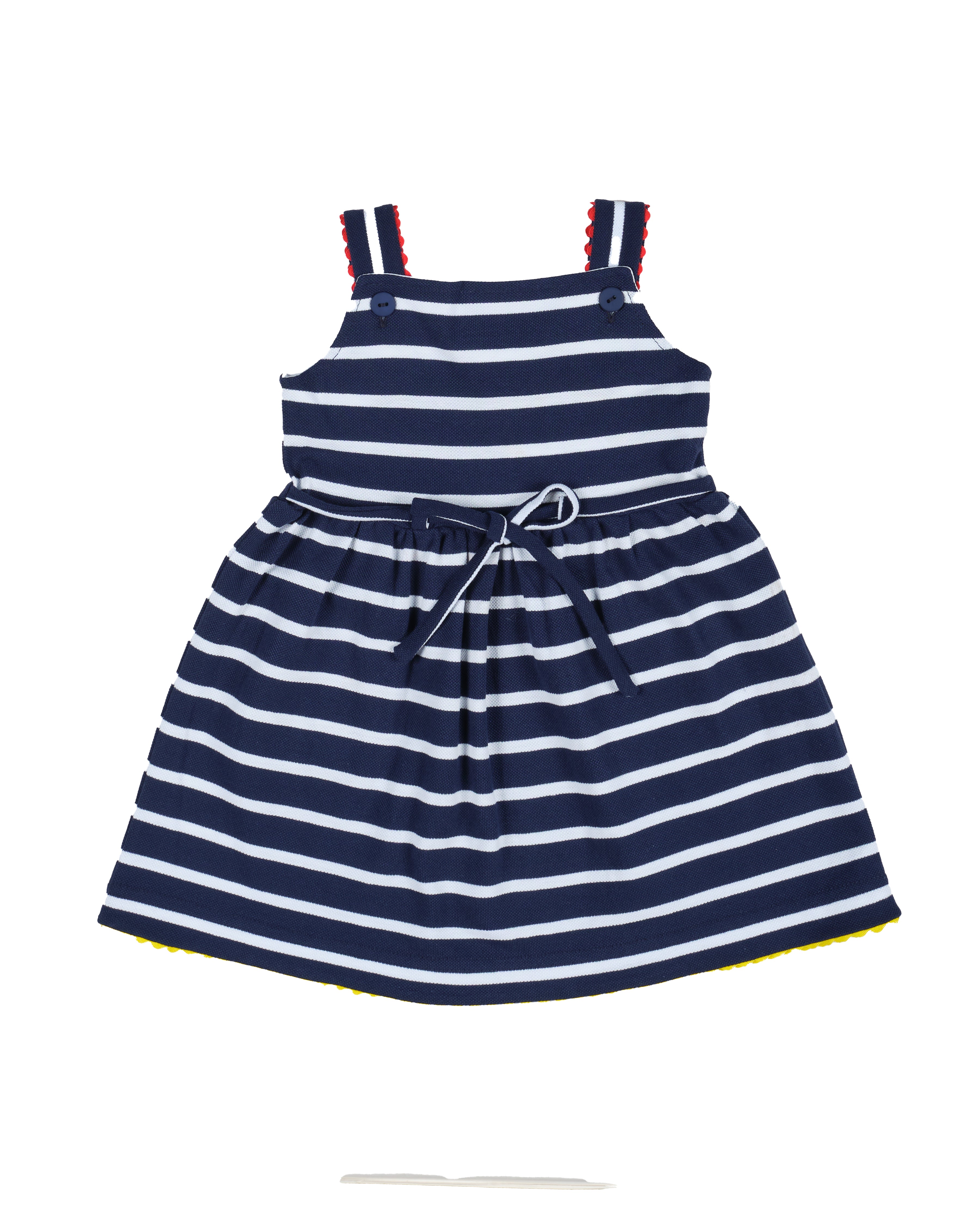 Stripe Knit Dress With Ric Rac And Flowers