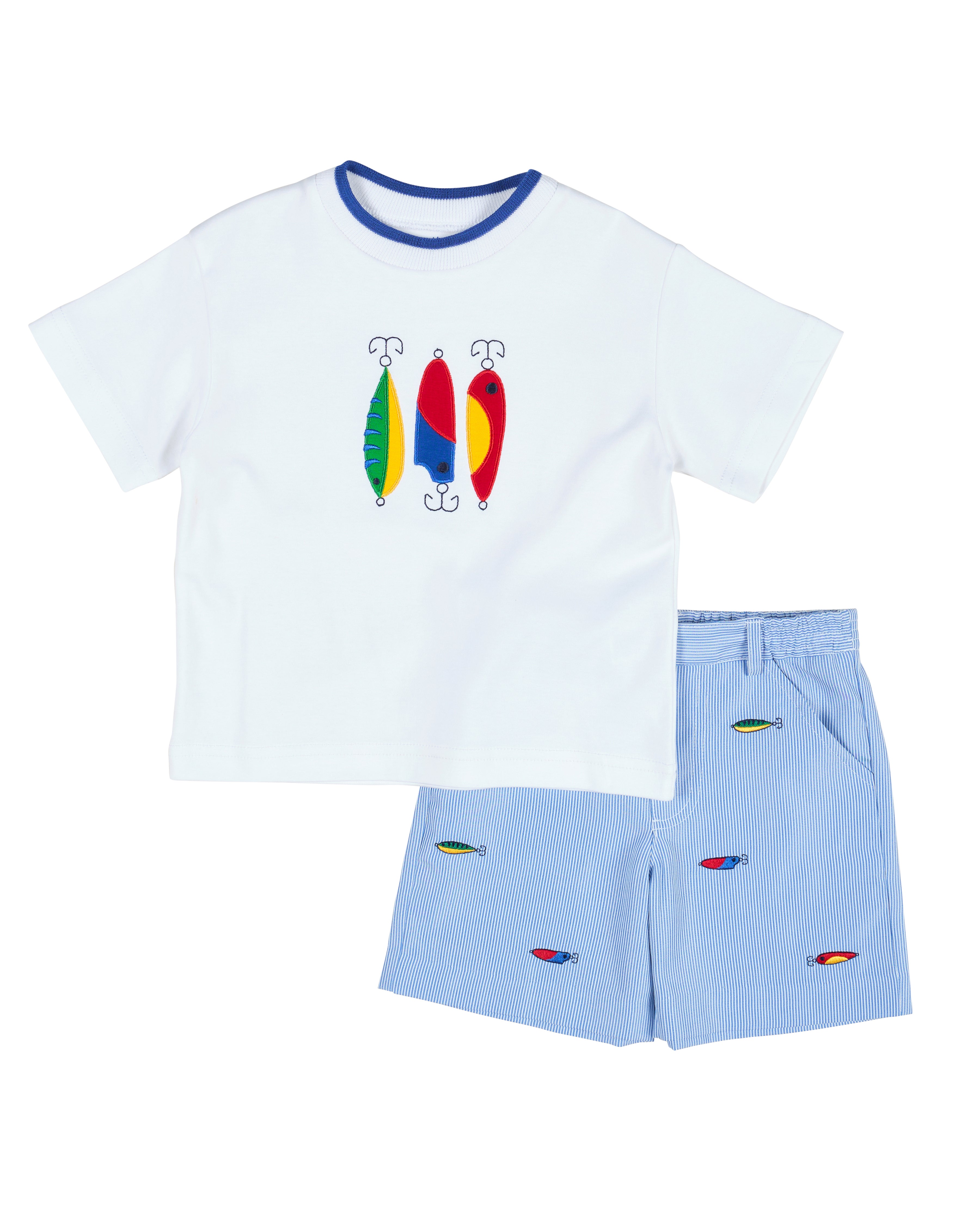 Jr. Cord Short W/Embroidered Fishing Lures