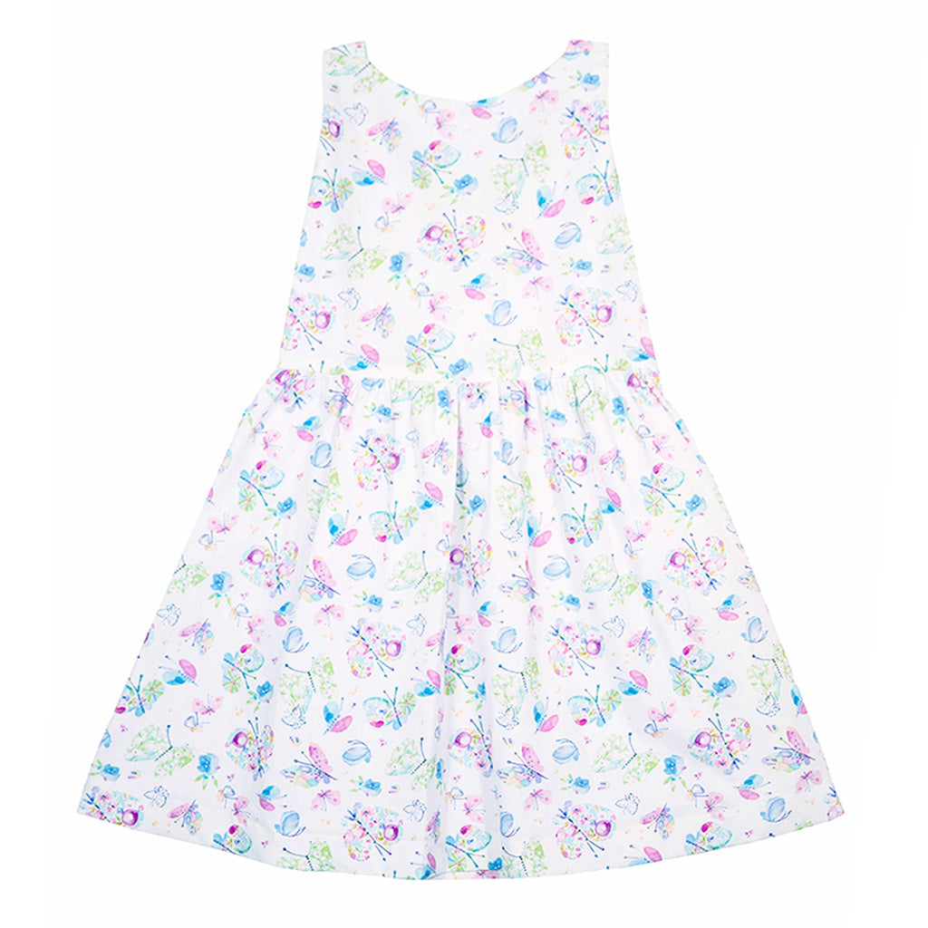 Butterfly Print Dress with Back Bow