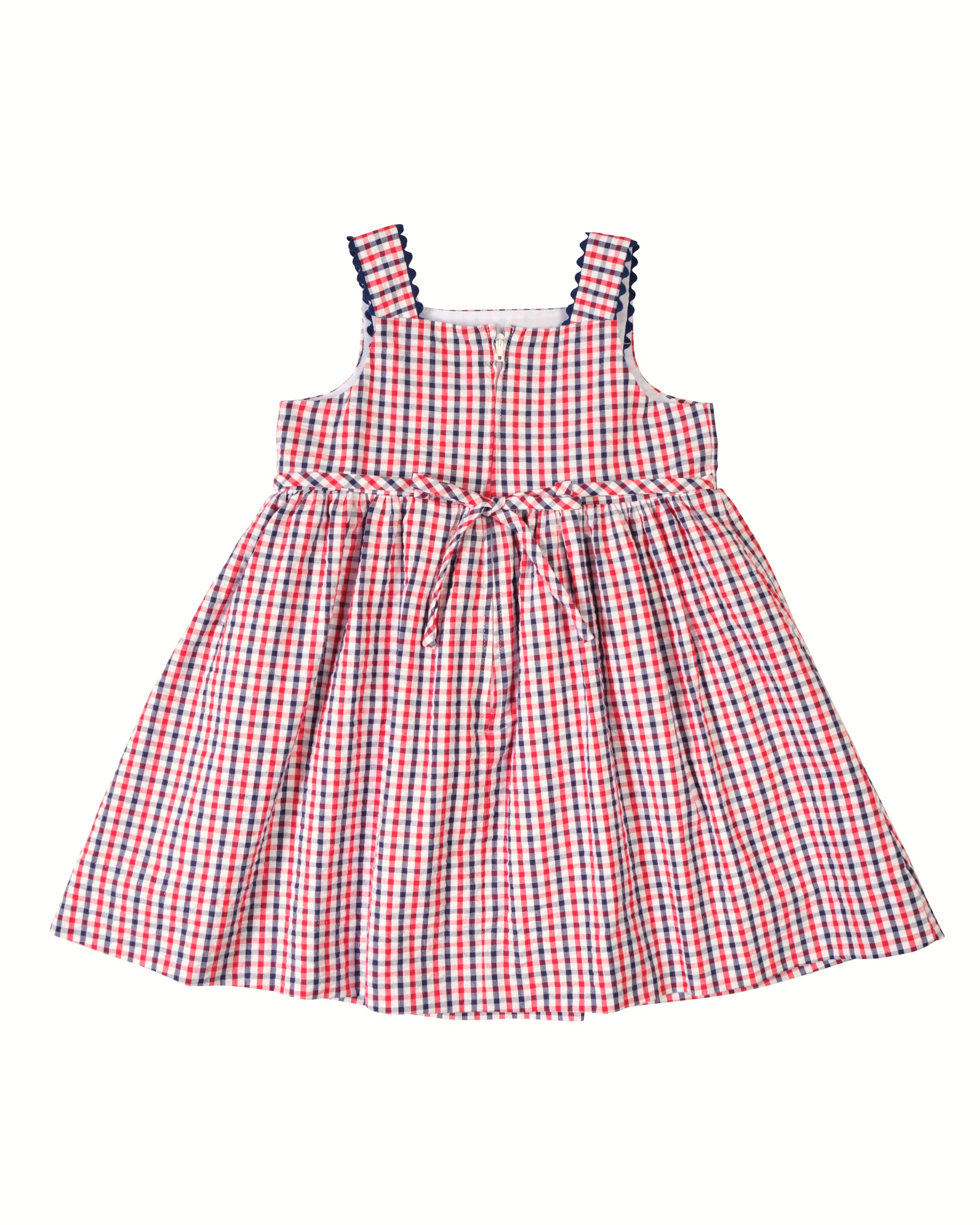 Red and white checkered dress on a white background