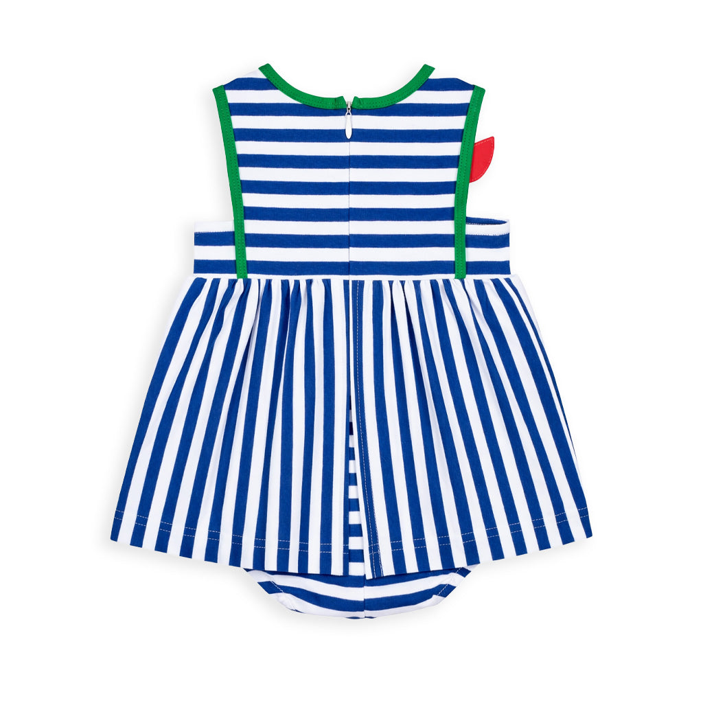 Stripe Knit Romper With Tulip