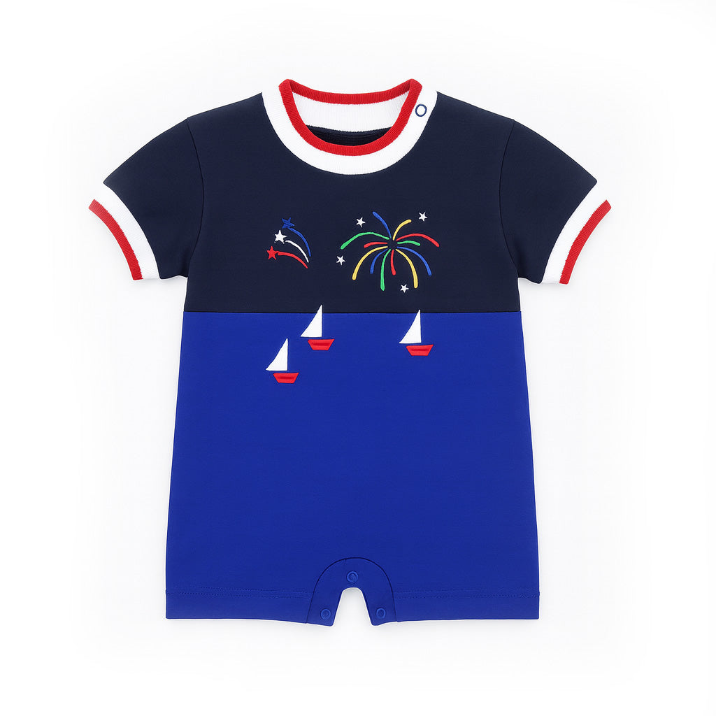 Knit Shortall With Boats And Fireworks