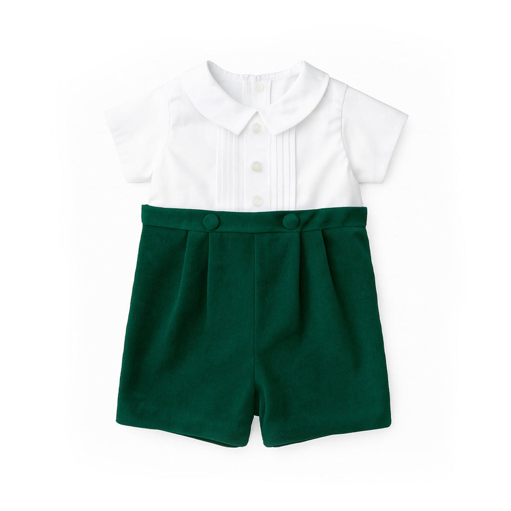 Pique And Velvet Short Sleeve Shortall