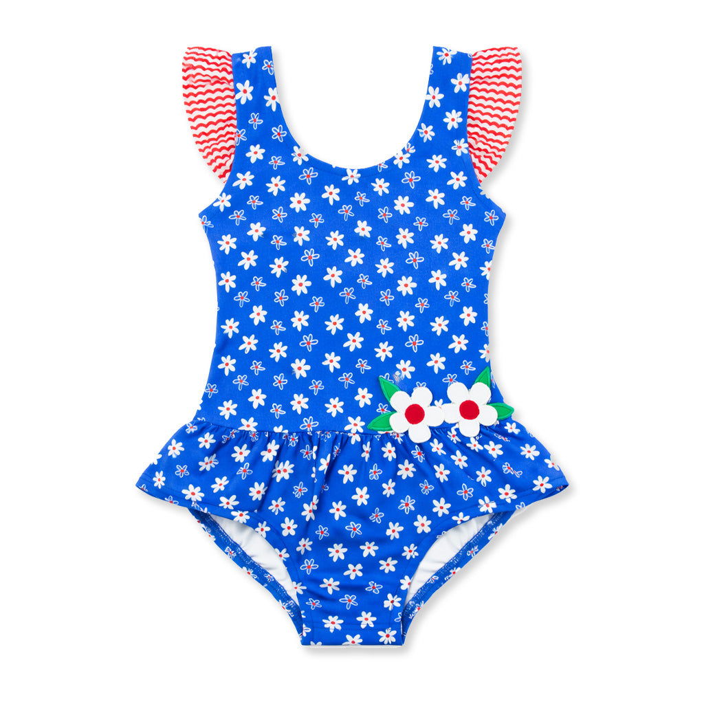 Floral Print Swimsuit With Flowers