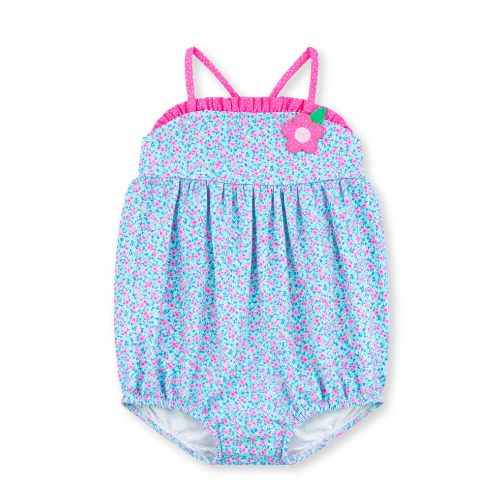 Floral Bubble Swimsuit With Flower