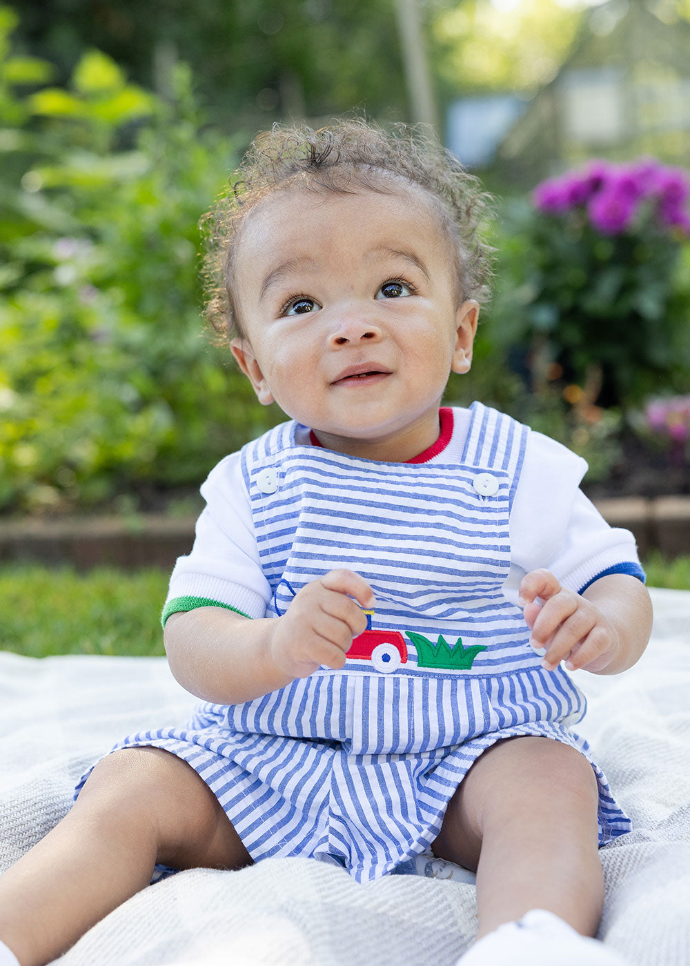 baby boy wearing Stripe Seersucker