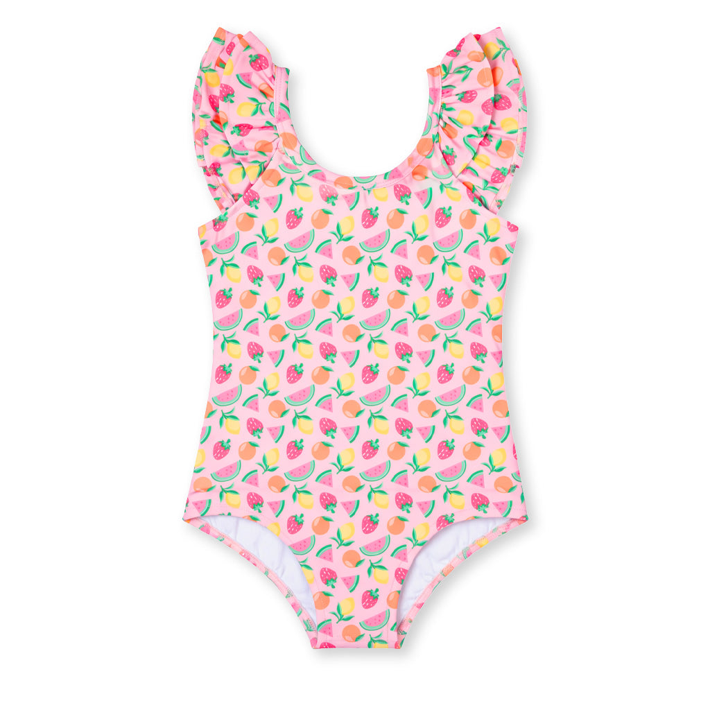 Fruit Print Swimsuit With Ruffles