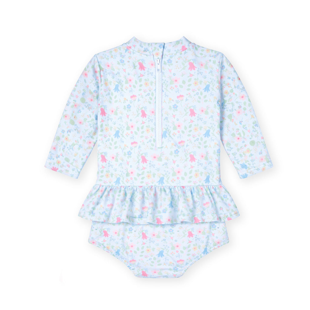 Floral Print One Piece Rashguard with Bow