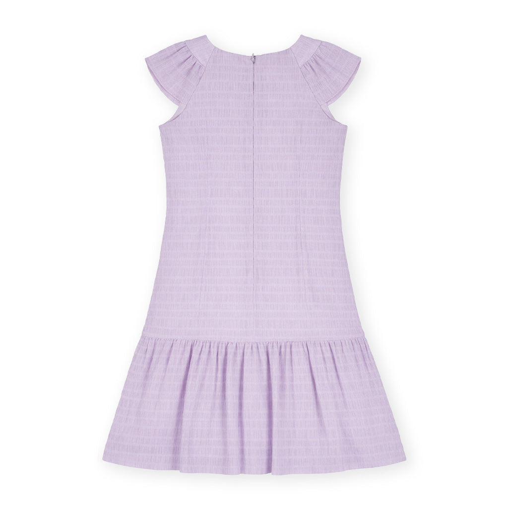 Crinkle Lawn Dress With Shirred Hem Ruffle