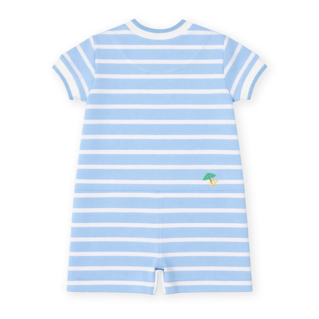 Stripe Knit Shortall With Elephant & Friends
