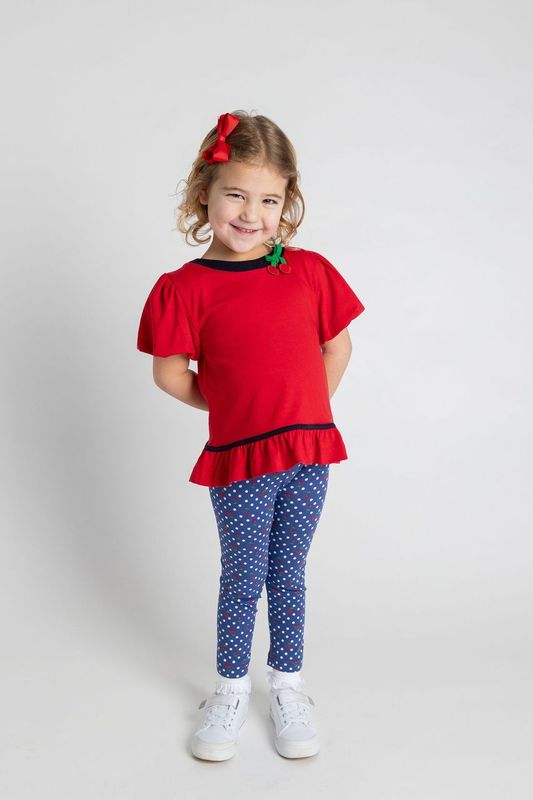 Polka Dot Cherry Printed Knit Leggings