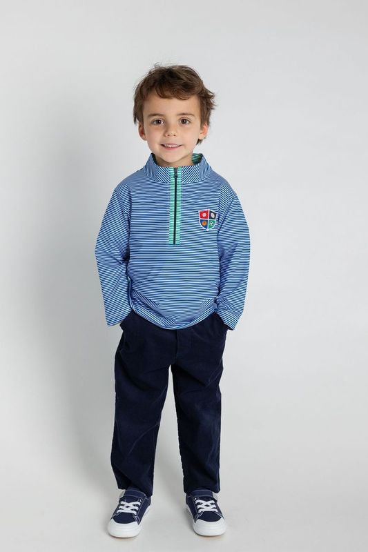 Stripe Performance Knit Half Zip With Sports Crest