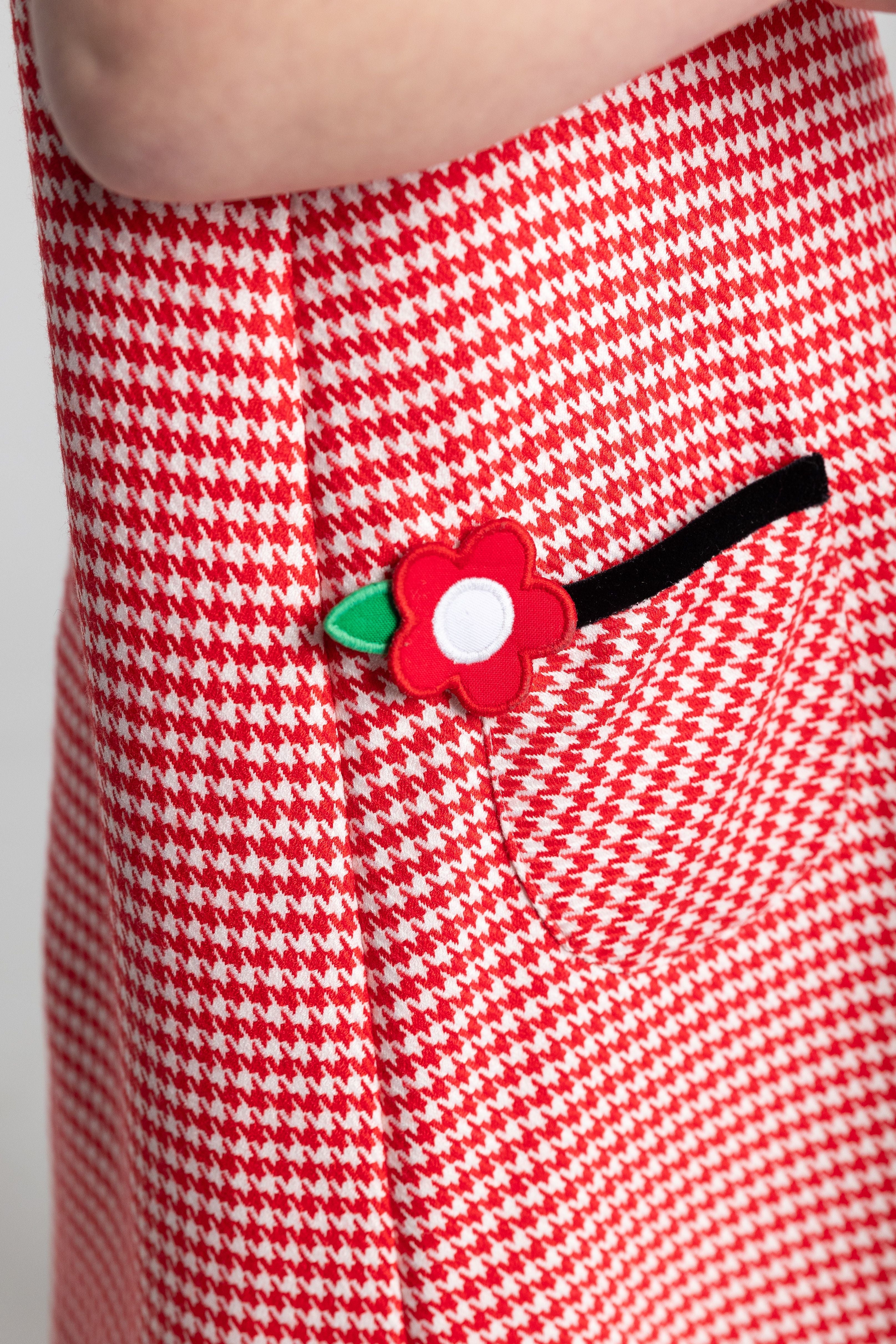 Houndstooth Dress With Flowers