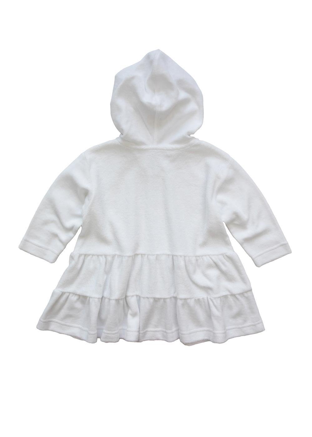 Back view of White Hooded Coverup with Tiers