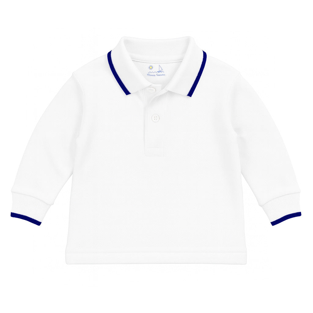 Long Sleeve Polo With Navy Tipping